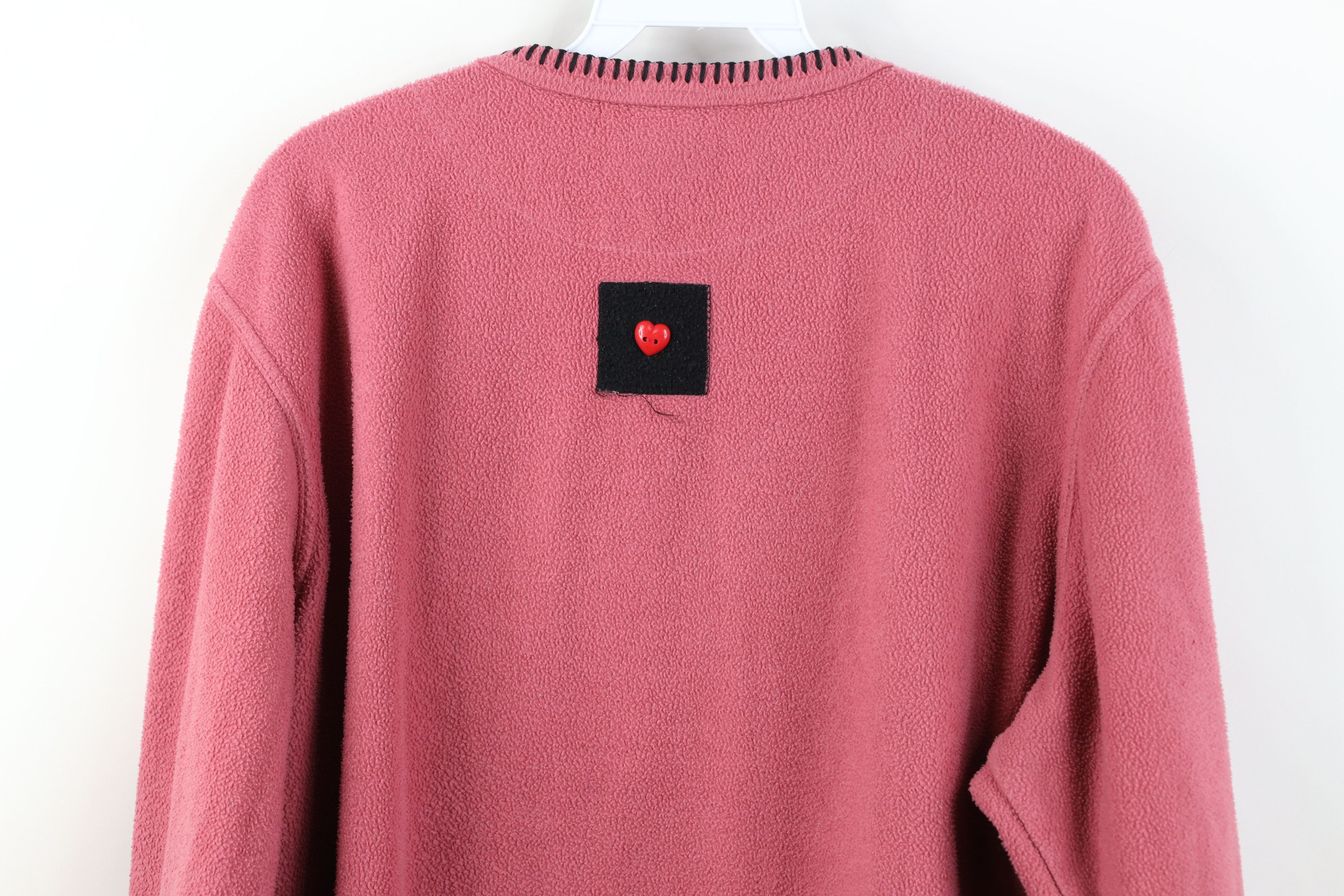 Vintage Vintage 90s Streetwear Cat Kitten Heart Fleece Sweater Pink Size L / US 10 / IT 46 - 11 Thumbnail