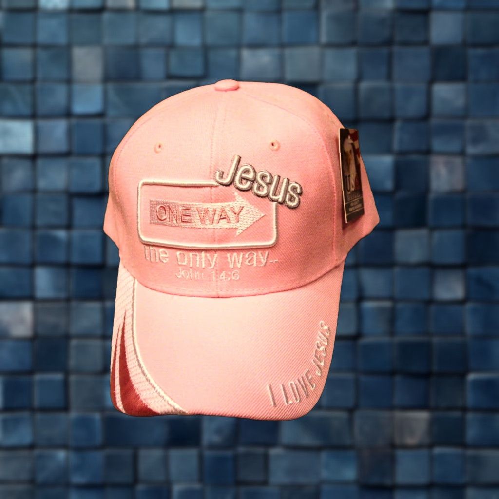 Vintage VINTAGE Religious Baseball Cap Women Adjustable Pink Jesus One Way John 14:6 Christian Worship Size ONE SIZE - 1 Thumbnail