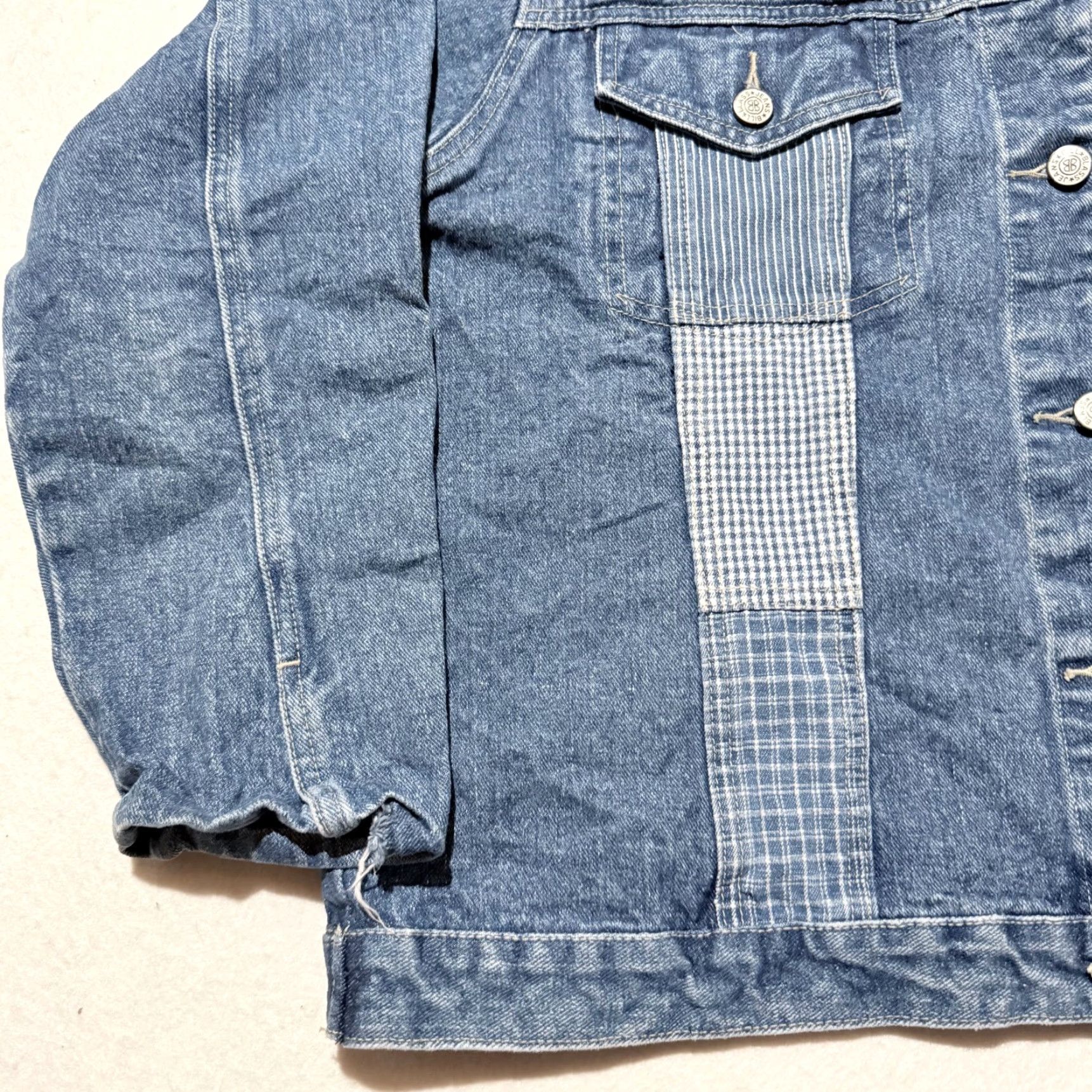 Bill Blass VINTAGE Bill Blass Jacket Blue Womens Plaid Denin Patchwork Trucker Jacket - Large 90s Size US L / EU 52-54 / 3 - 5 Thumbnail