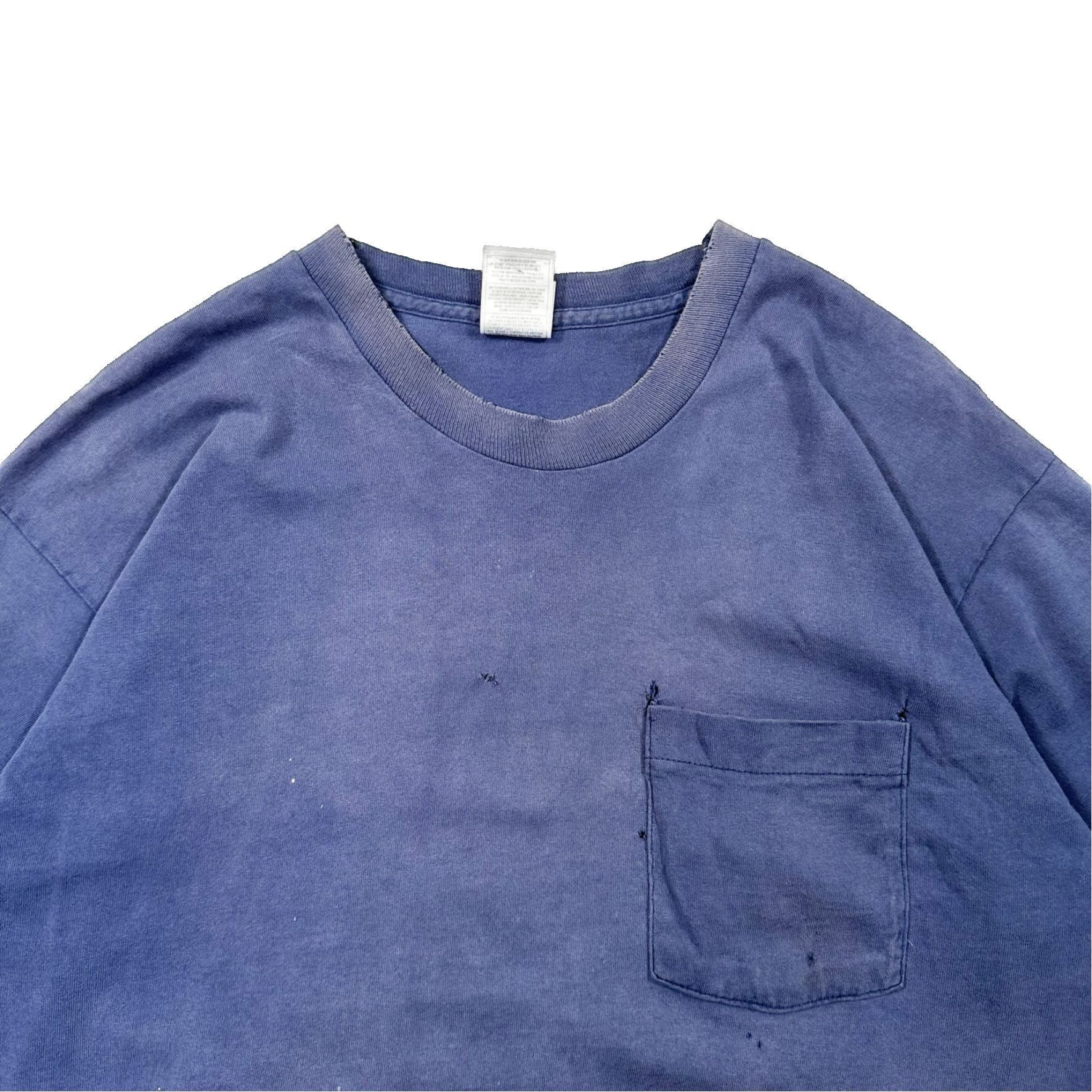 Vintage VIntage 90s Single Stitch Faded Blue Pocket T Shirt Size US XL / EU 56 / 4 - 2 Thumbnail