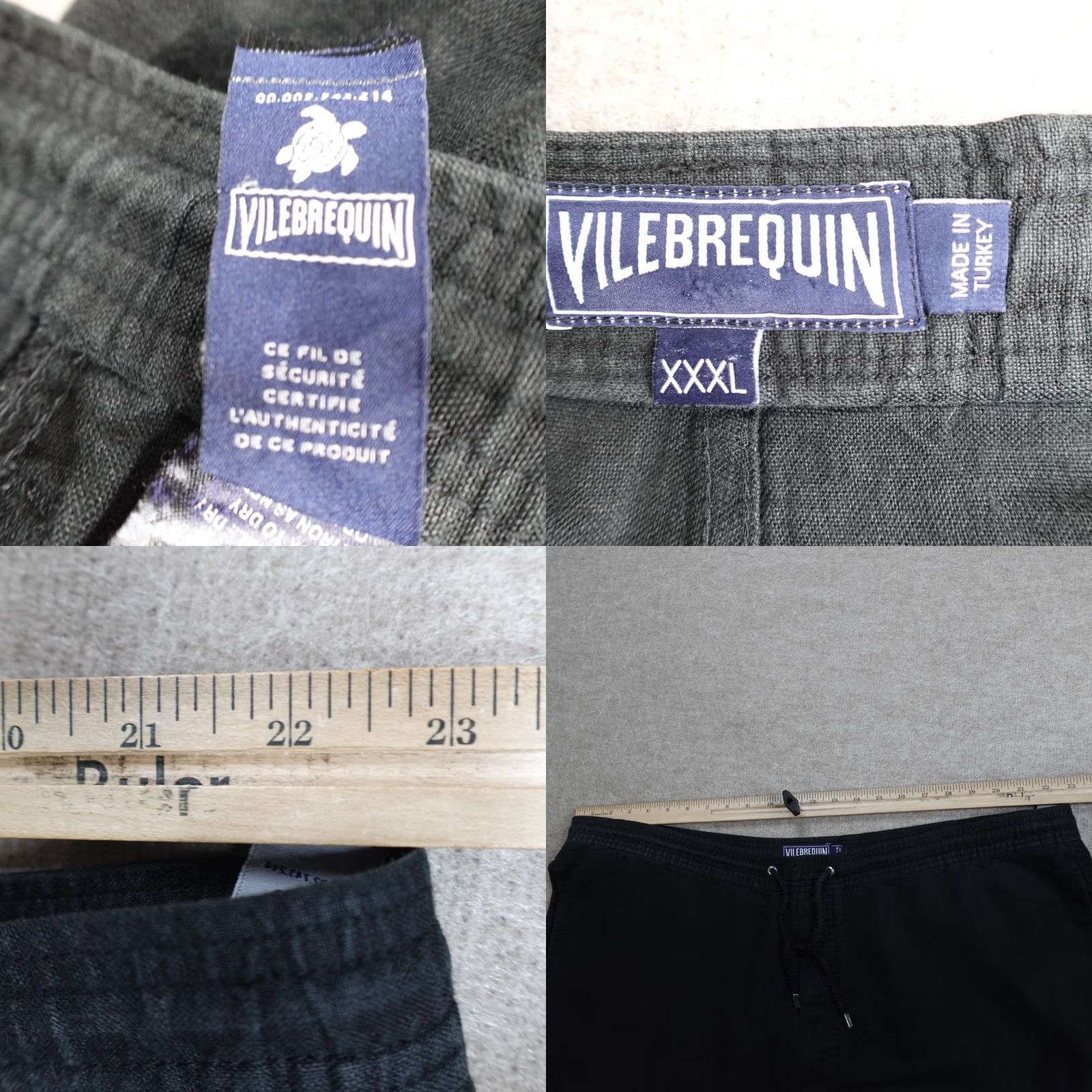 Vilebrequin Vilebrequin Mens Shorts 3XL Black Linen Drawstring Solid Chino Casual Mens Size US 39 - 9 Thumbnail