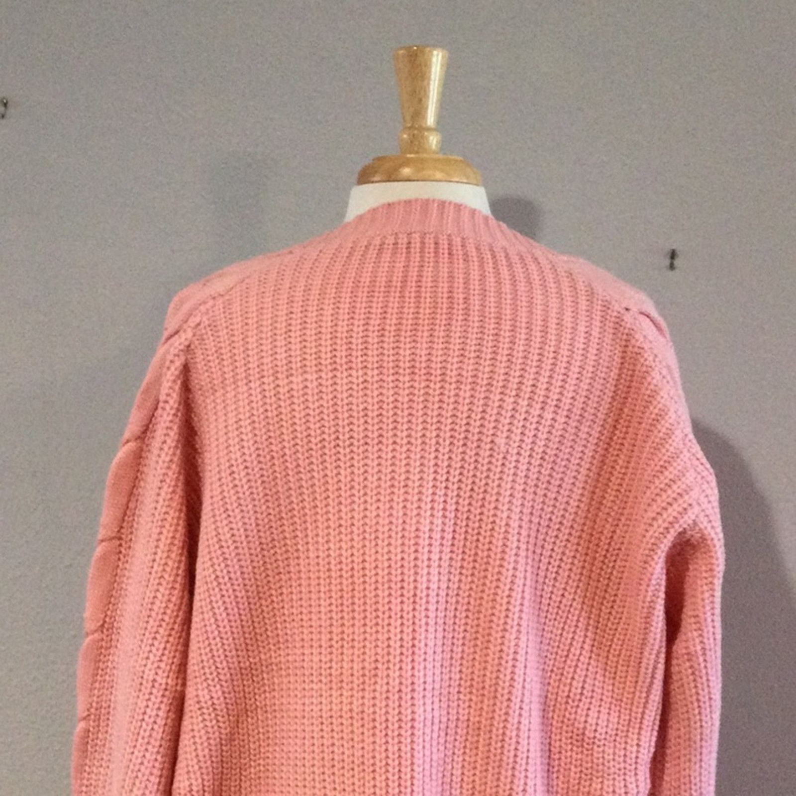 Other Unbranded Pink Acrylic Knit Oversized Cardigan Sweater Small Size S / US 4 / IT 40 - 8 Thumbnail