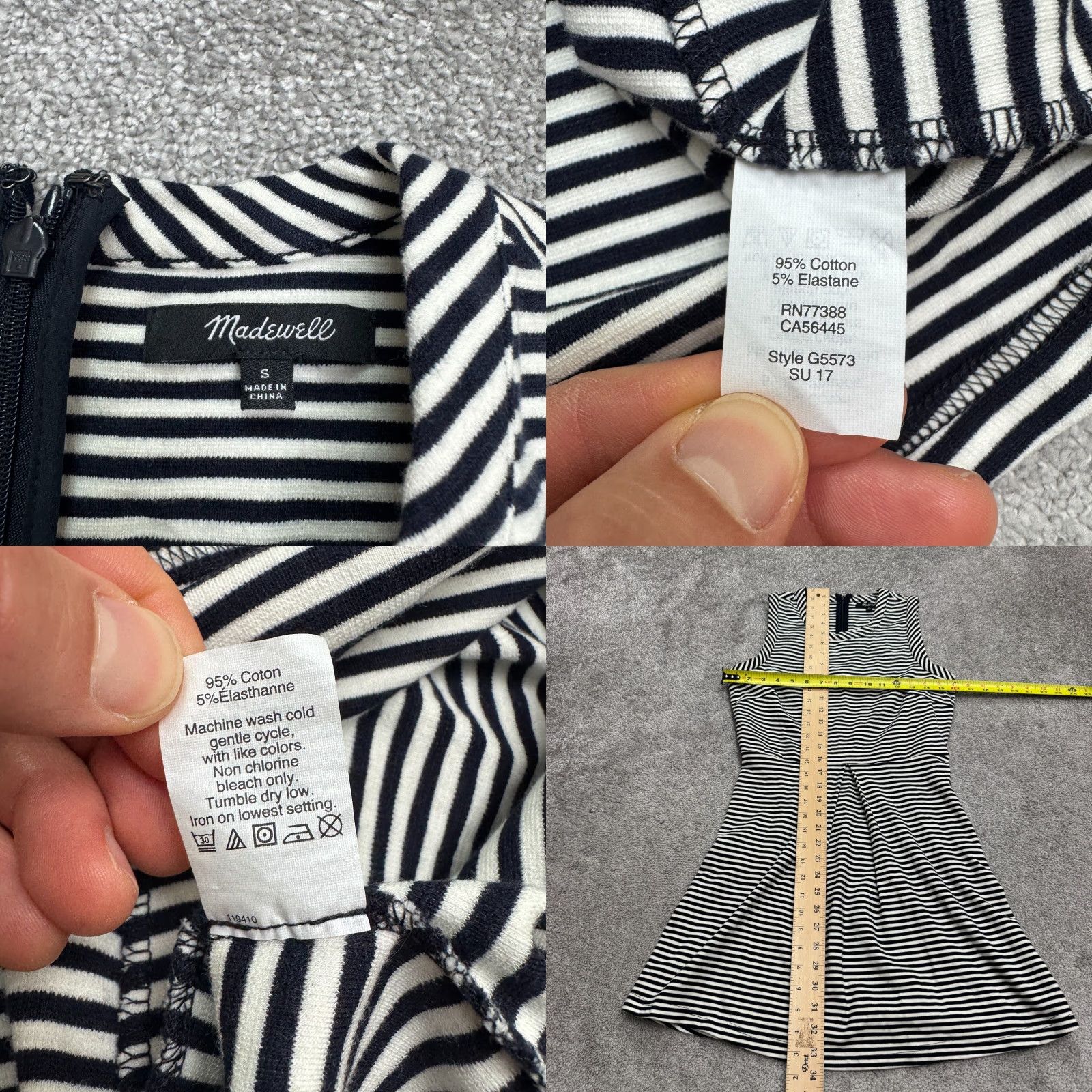 Madewell VINTAGE Madewell Fit & Flare Mini Dress Women Small Navy White Striped Sleeveless Cotton Size S / US 4 / IT 40 - 8 Thumbnail
