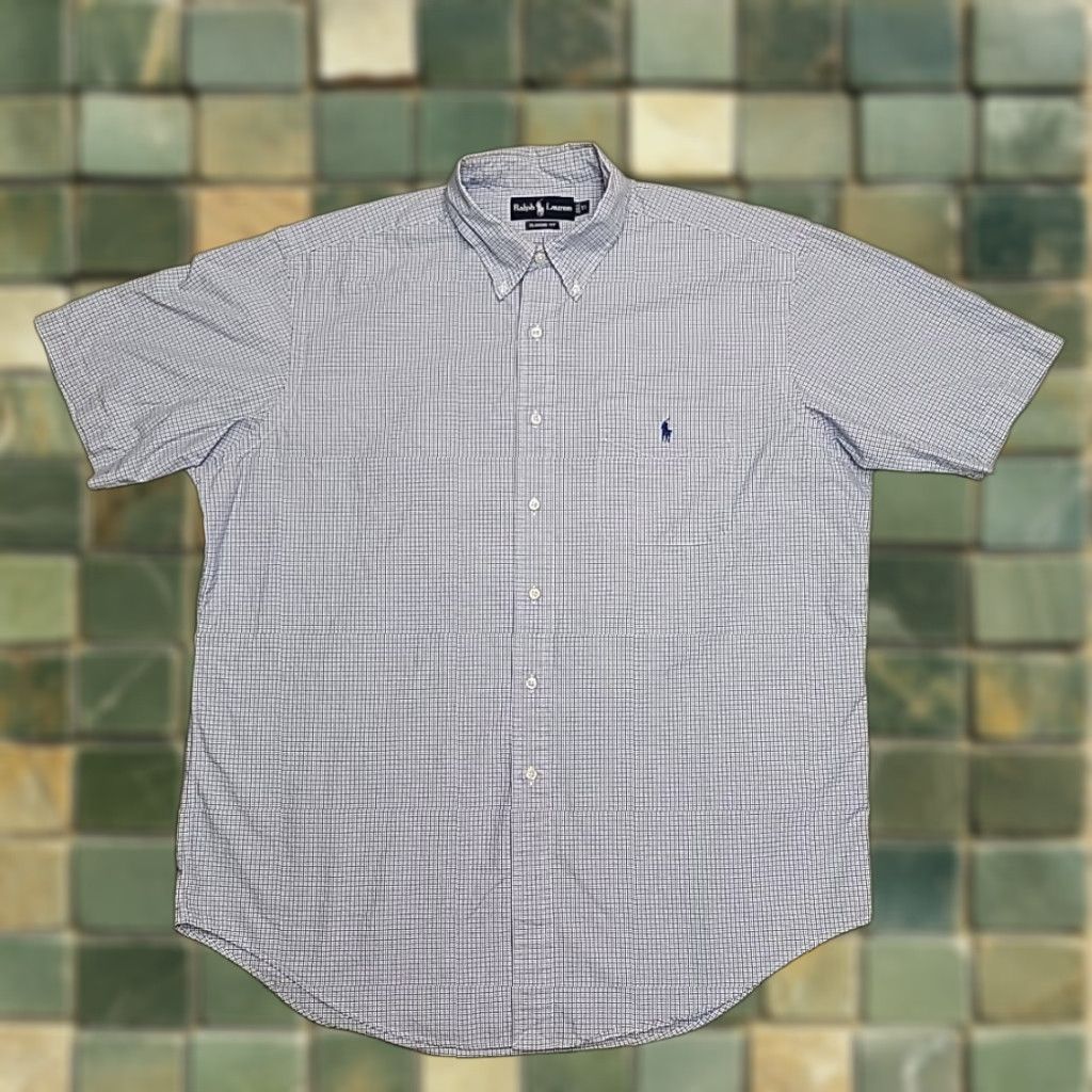 Polo Ralph Lauren Ralph Lauren Shirt Men XL Blue Check Plaid Short Sleeve Button-Up Cotton Size US XL / EU 56 / 4 - 1 Thumbnail