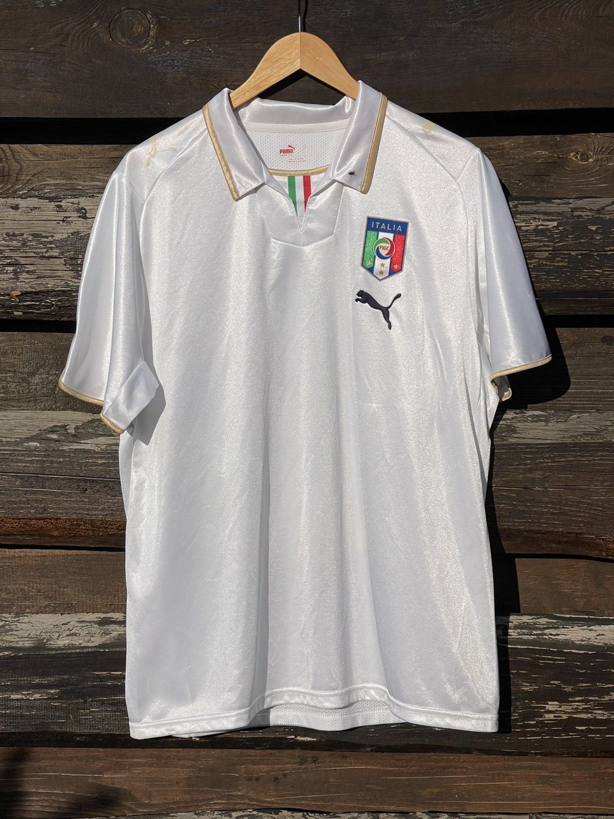 Puma 2008 Puma Italy Vintage soccer jersey white/gold Size US L / EU 52-54 / 3 - 1 Thumbnail