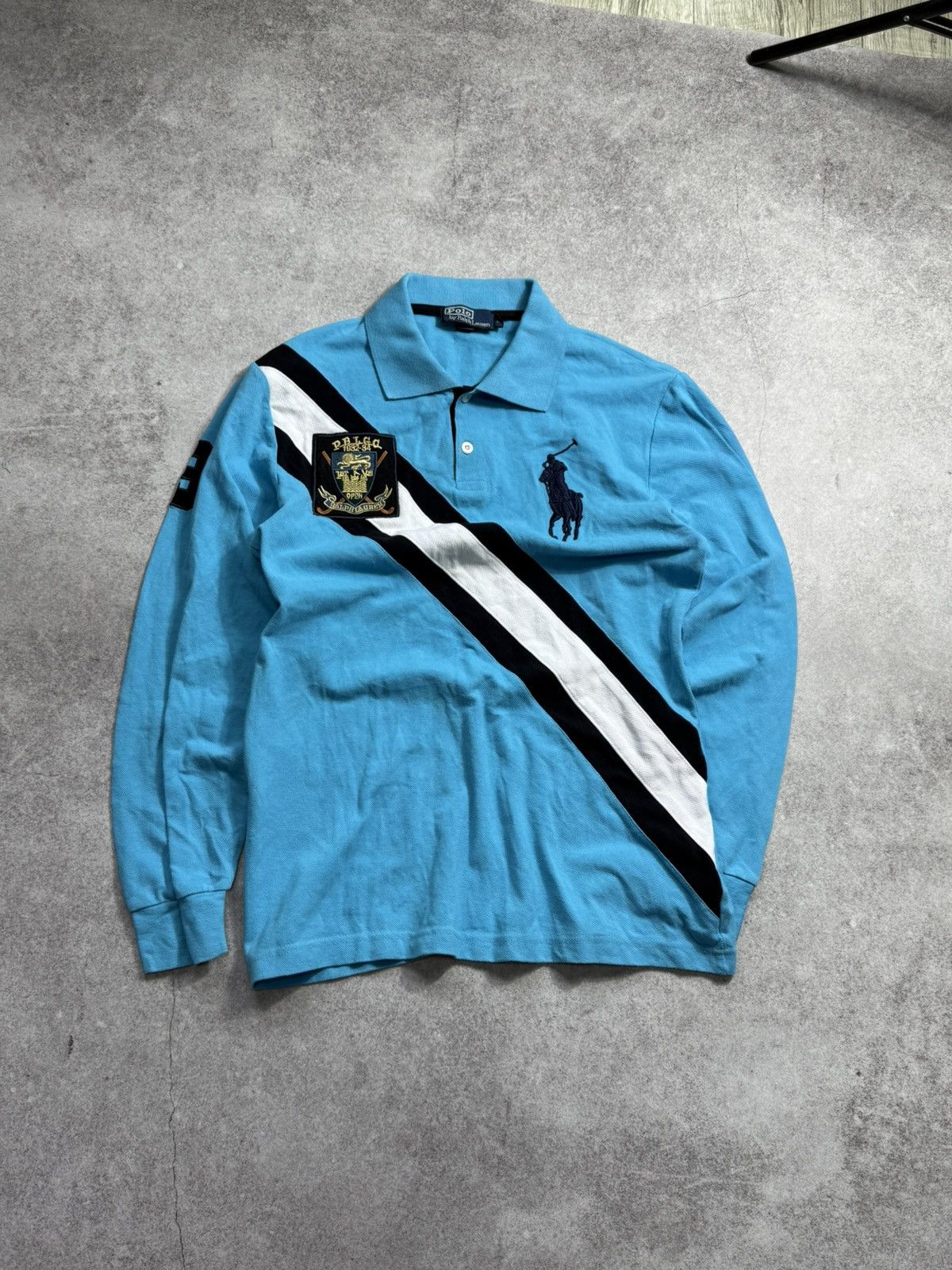 Polo Ralph Lauren big logo streetwear rare y2k grip blue