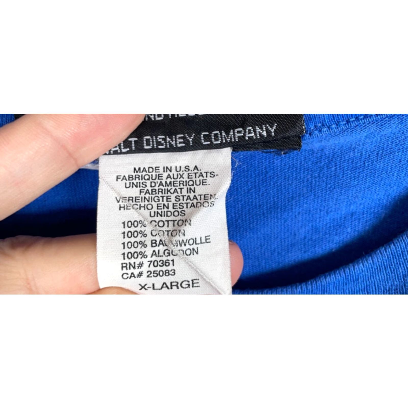 Disney VINTAGE Disney Originals Mickey Mouse T-Shirt Adult XL Blue Single Stitch 90s Cartoon Retro Mens Size US XL / EU 56 / 4 - 7 Thumbnail