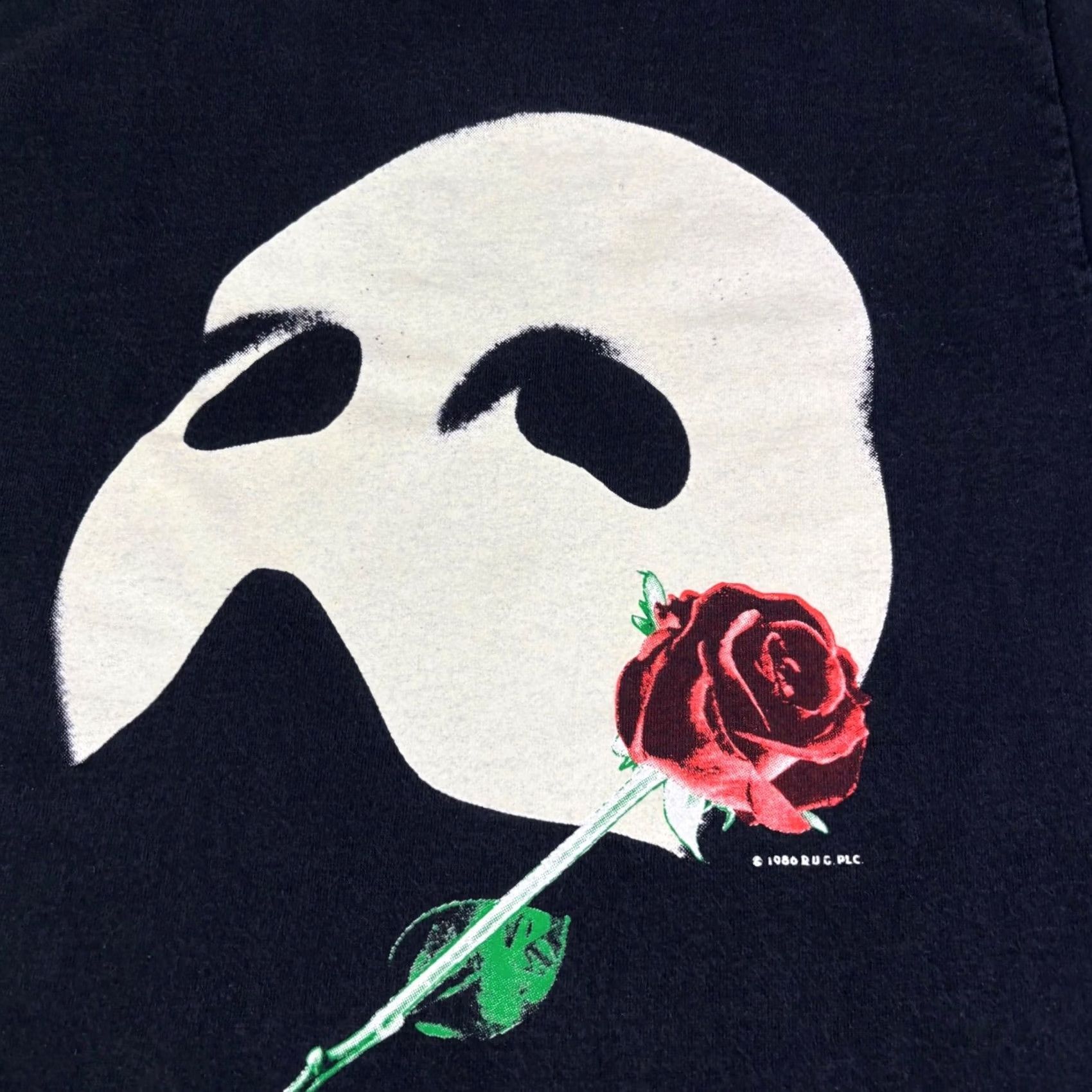 Fruit Of The Loom VINTAGE Phantom of the Opera T-Shirt Fruit of the Loom Black Small Unisex 1980s Graphic Tee Short Sleeve 100% Cotton Mens Womens Boys Girls Size US S / EU 44-46 / 1 - 6 Thumbnail