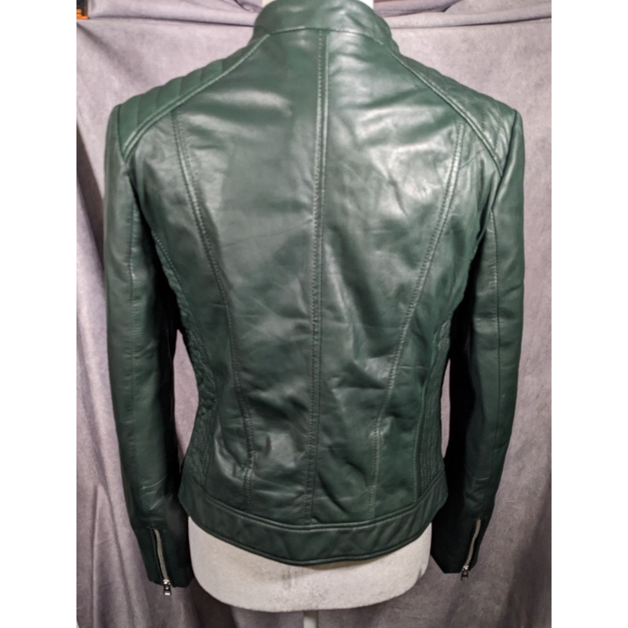Other Corbani Green Quilted Shoulder Genuine Leather Moto Jacket S Size M / US 6-8 / IT 42-44 - 13 Thumbnail