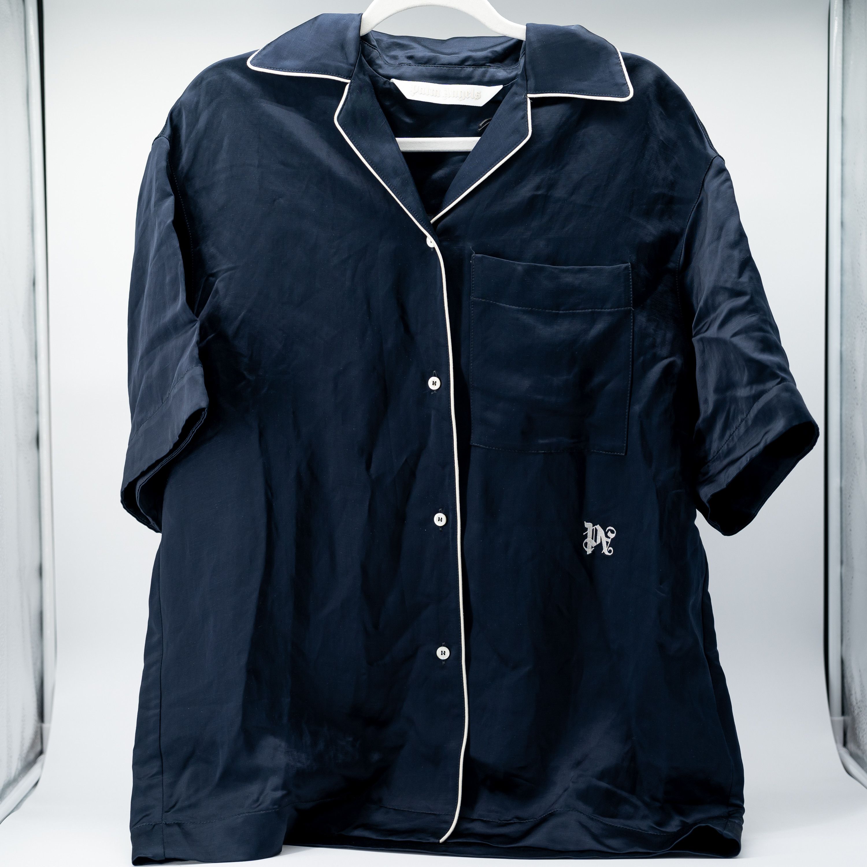 Palm Angels size XS (38) - PALM ANGELS MONOGRAM SATIN BOWLING SHIRT Navy Size XS / US 0-2 / IT 36-38 - 4 Thumbnail