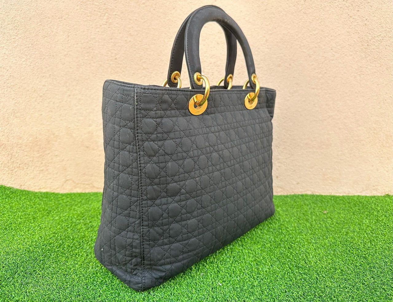 Dior Authentic Christian Dior Quilted Nylon Cannage Tote Bag Size ONE SIZE - 3 Thumbnail