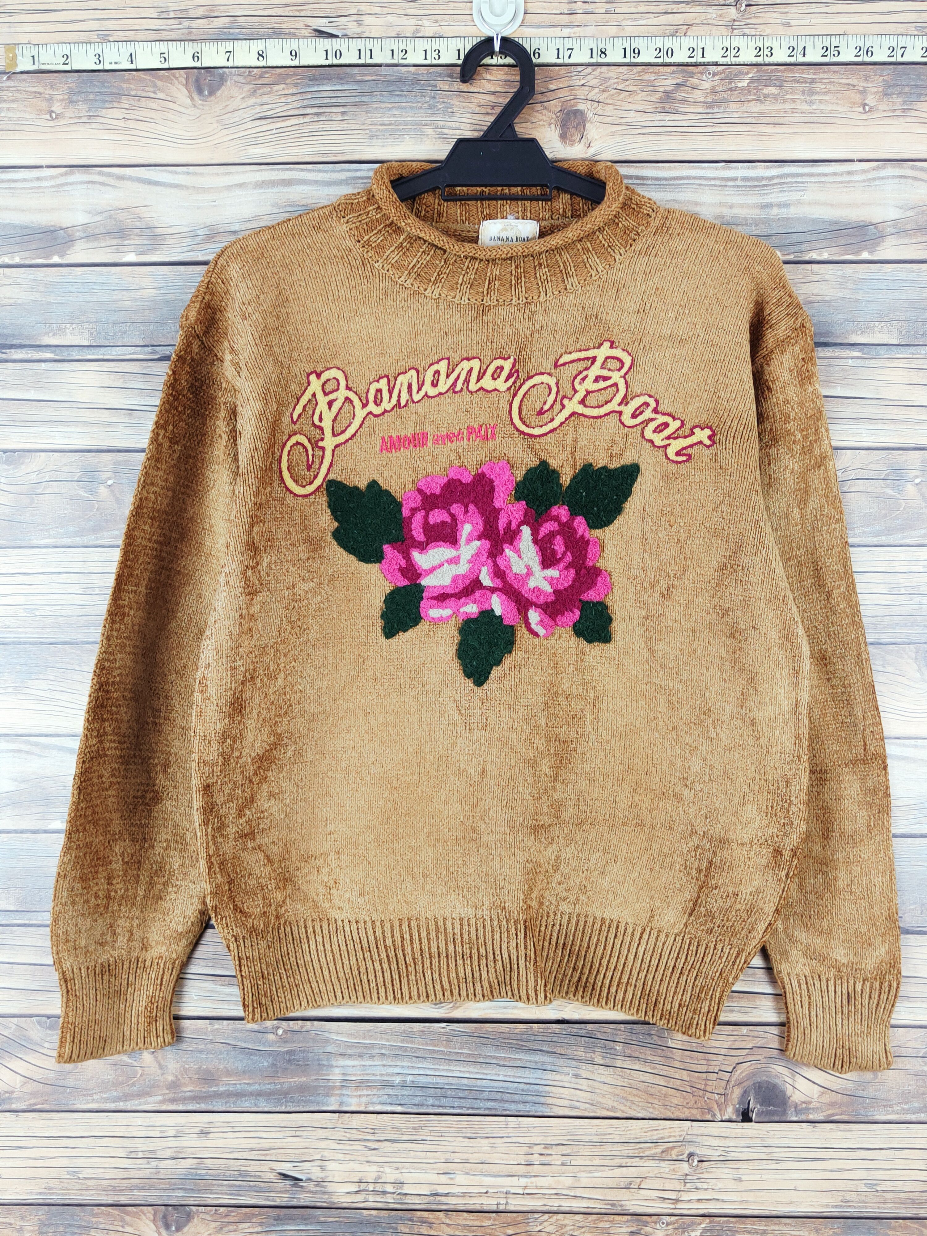 Homespun Knitwear × Japanese Brand × Vintage Banana Boat Brown Flower Knitwear Sweatshirts #W999 Size M / US 6-8 / IT 42-44 - 1 Thumbnail