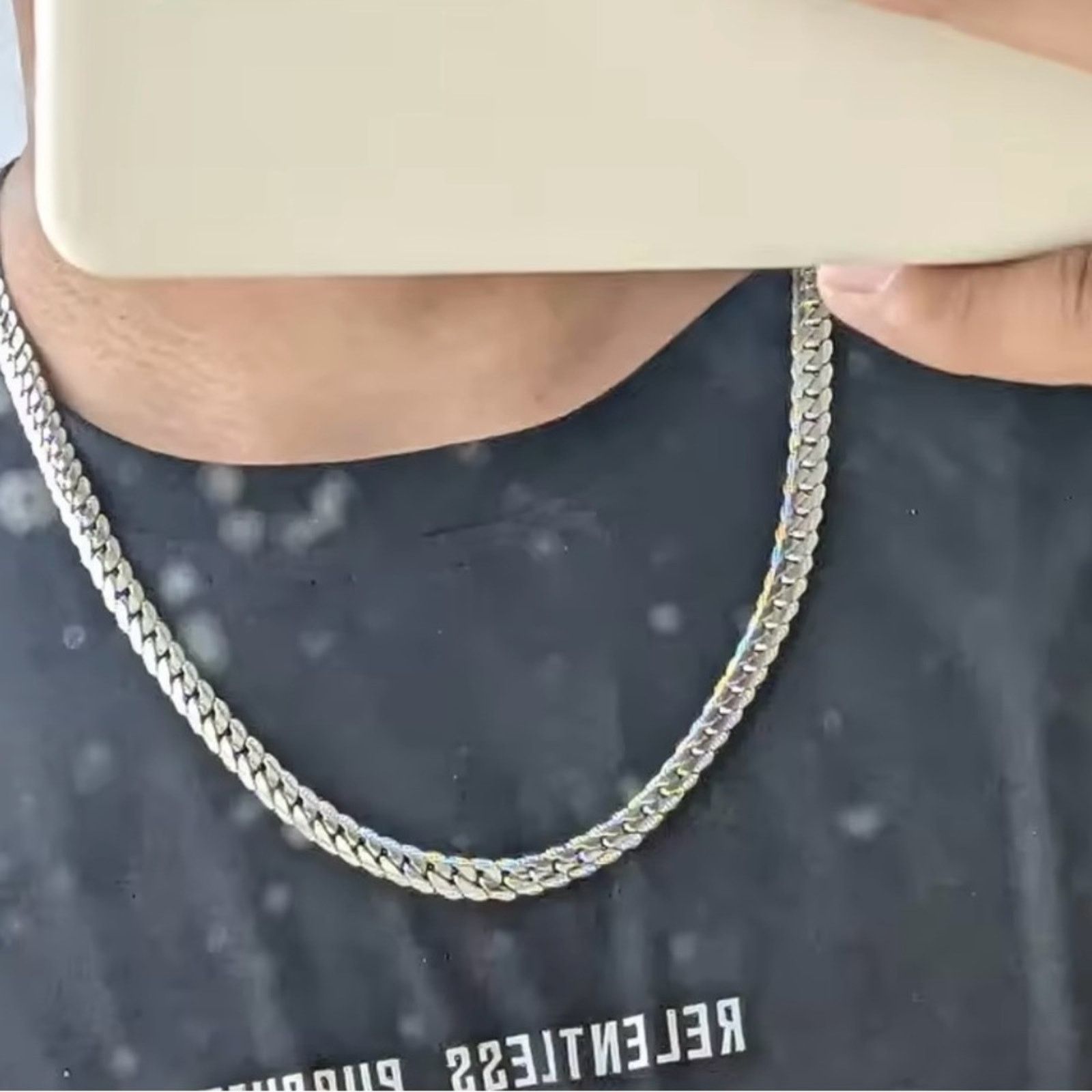Other Men’s Women’s Silver Plated 5mm Chain Necklace 19” Size ONE SIZE - 2 Thumbnail