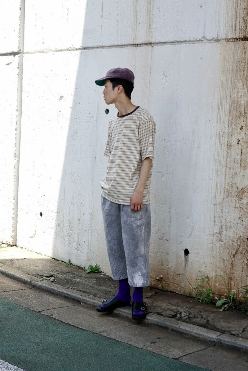 UNIVERSAL PRODUCTS. BORDER S/S T-SHIRT [ECRU×BEIGE] Size US L / EU 52-54 / 3 - 7 Thumbnail