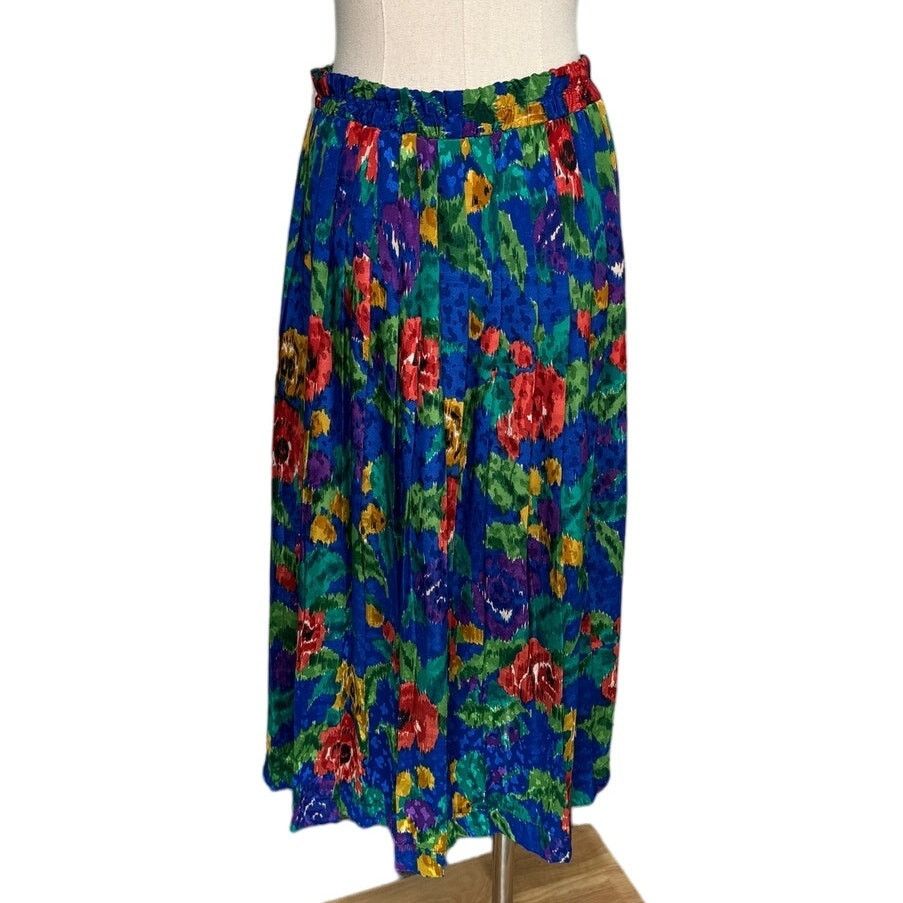 Vintage Vintage abstract floral pleated satin skirt size small S Size 26" / US 2 / IT 38 - 3 Thumbnail