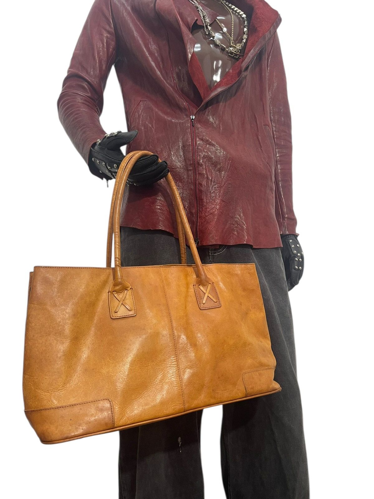 Genuine Leather Full Leather Patina Unknown Tote Shoulder Bag 2🟩2 Size ONE SIZE - 4 Thumbnail