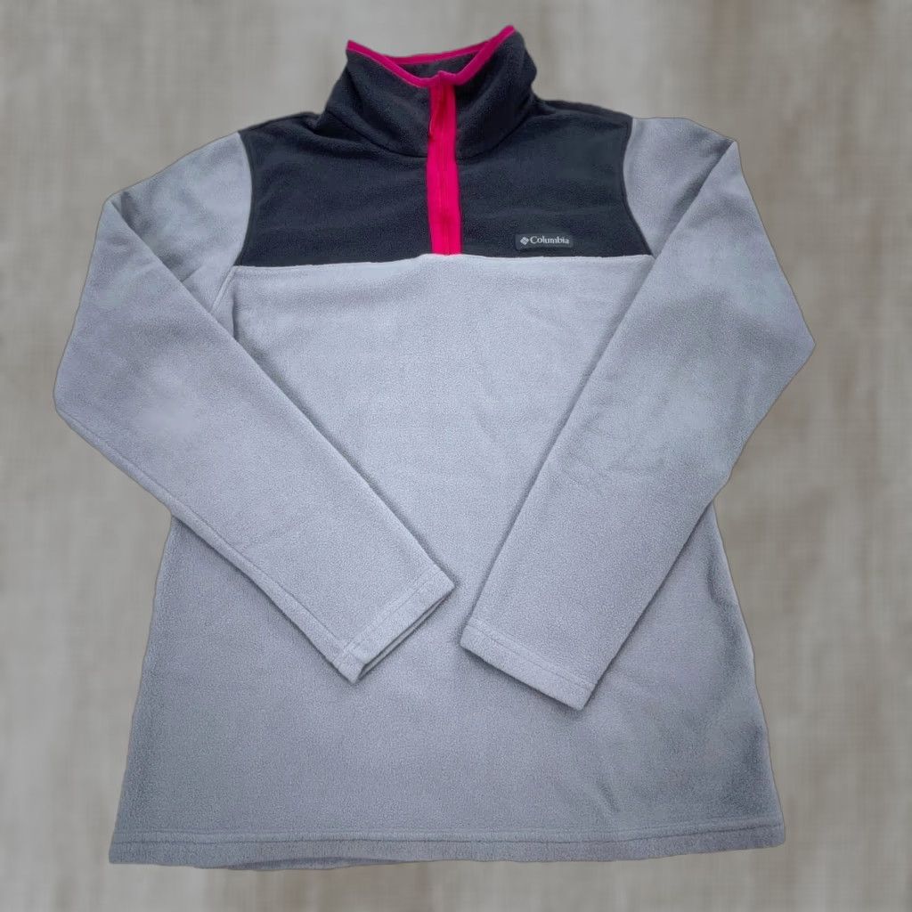 Layer 8 Columbia Pullover Sweater Women Small Gray Fleece 1/4 Zip Casual Travel Size S / US 4 / IT 40 - 1 Thumbnail