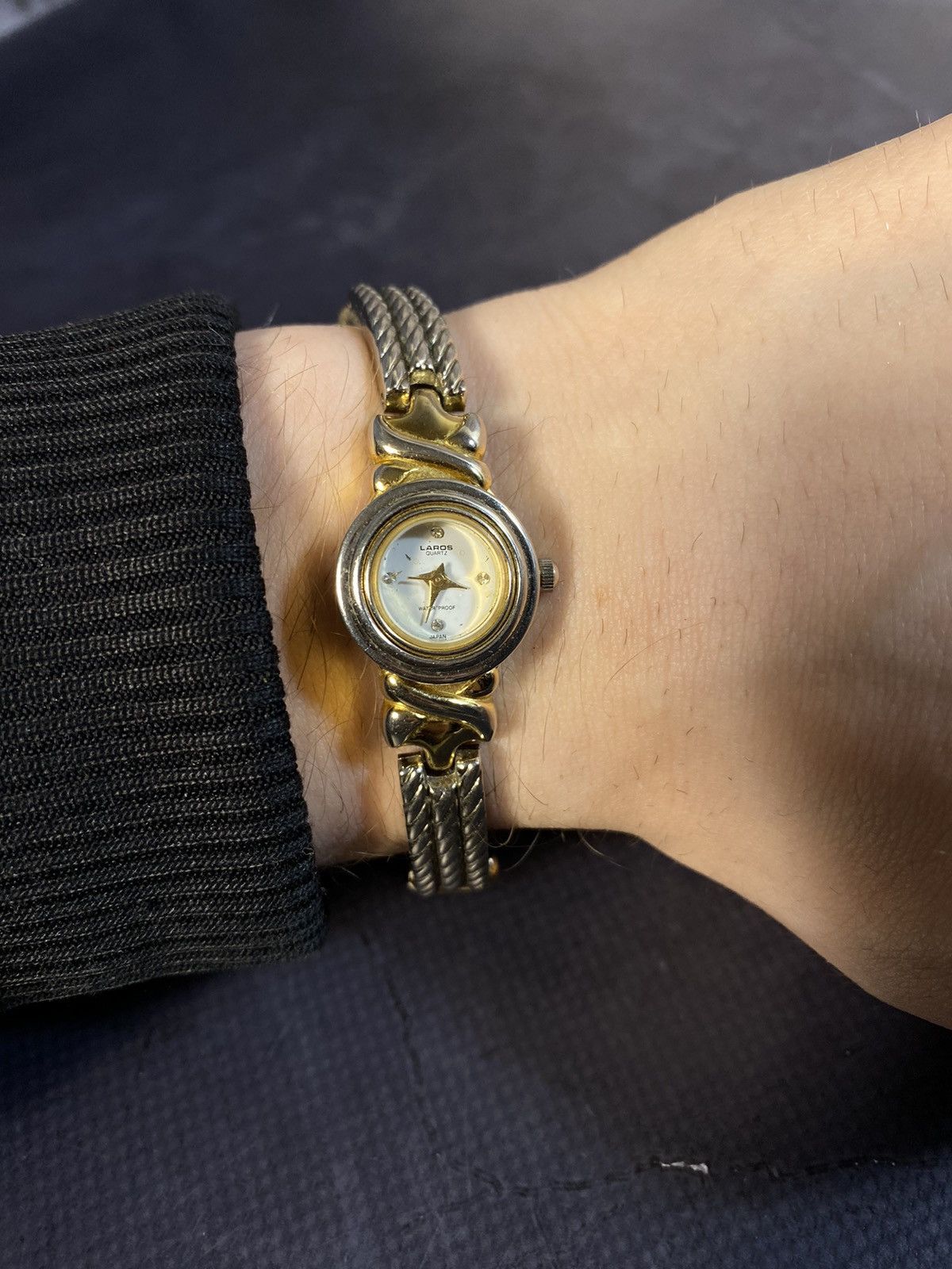 Jewelry × Vintage Lardos Two-Tone Cable Bracelet Watch with Japanese brand Size ONE SIZE - 5 Thumbnail
