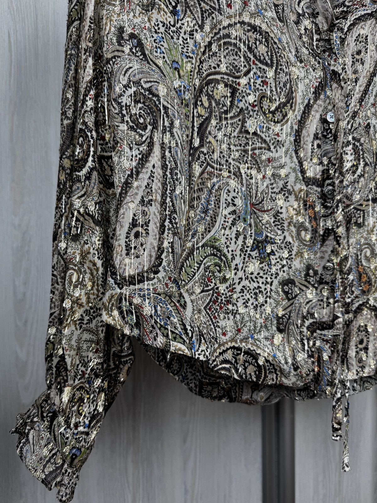 Zadig & Voltaire Zadig & Voltaire Tilan Lurex Peacoc Glitter Shirt Blouse Size S / US 4 / IT 40 - 4 Thumbnail