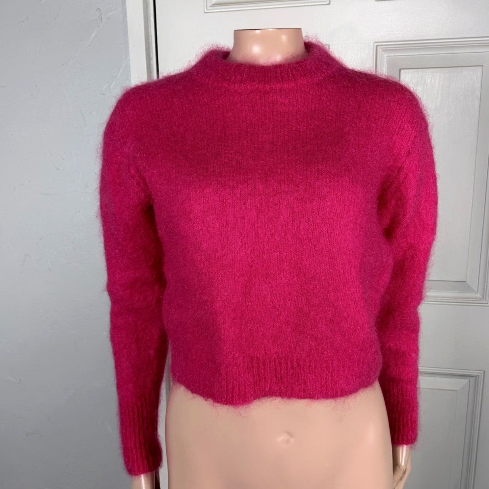 Vintage Wilfred Women's Sweater Crew Neck Knit Pink 2XS XS Mohair Fuzzy Pullover Tight-Knit Casual Winter Autumn Spring Summer Knit BRIGHT Z17 Womens Size XXS / US 00 / IT 34 - 2 Thumbnail