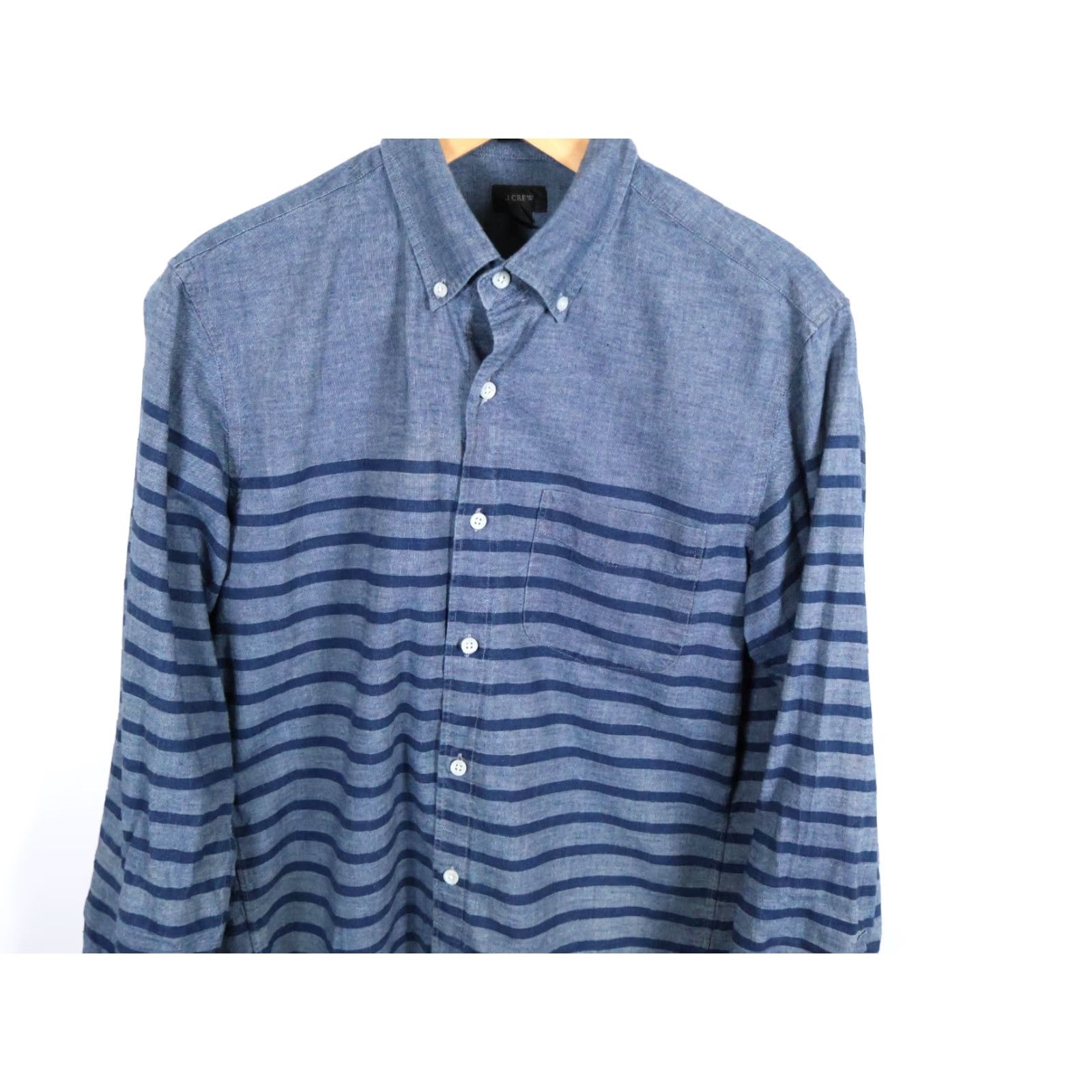 J.Crew VINTAGE J.CREW Chambray Shirt Men’s Medium Blue Striped Slim Fit Button-Down Collar Size US M / EU 48-50 / 2 - 4 Thumbnail