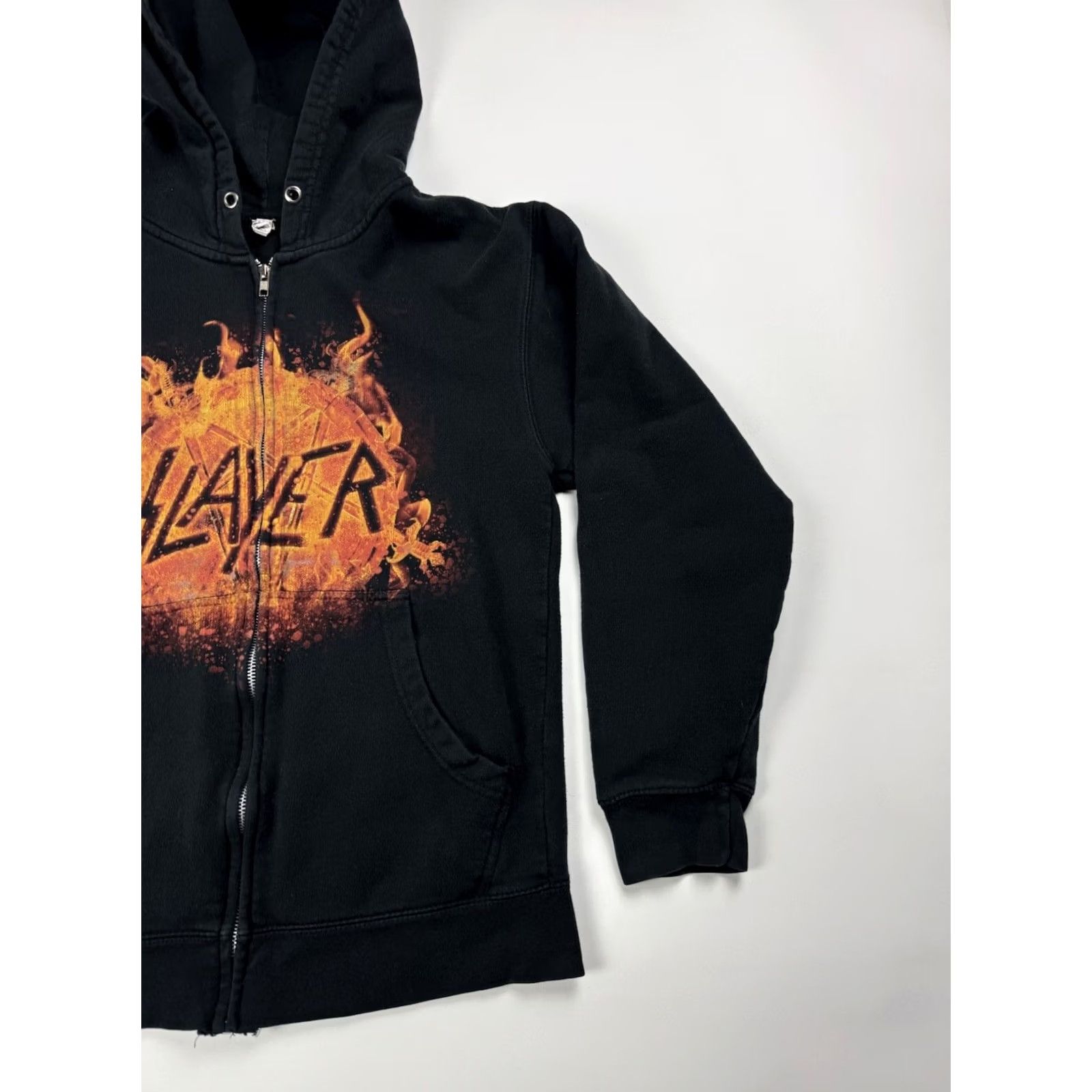 Vintage VINTAGE Slayer Hoodie Sweatshirt Zip Men’s Small Black 80s 90s Biker Hip Hop Metal Rock Graphic Print Hooded Size US S / EU 44-46 / 1 - 3 Thumbnail