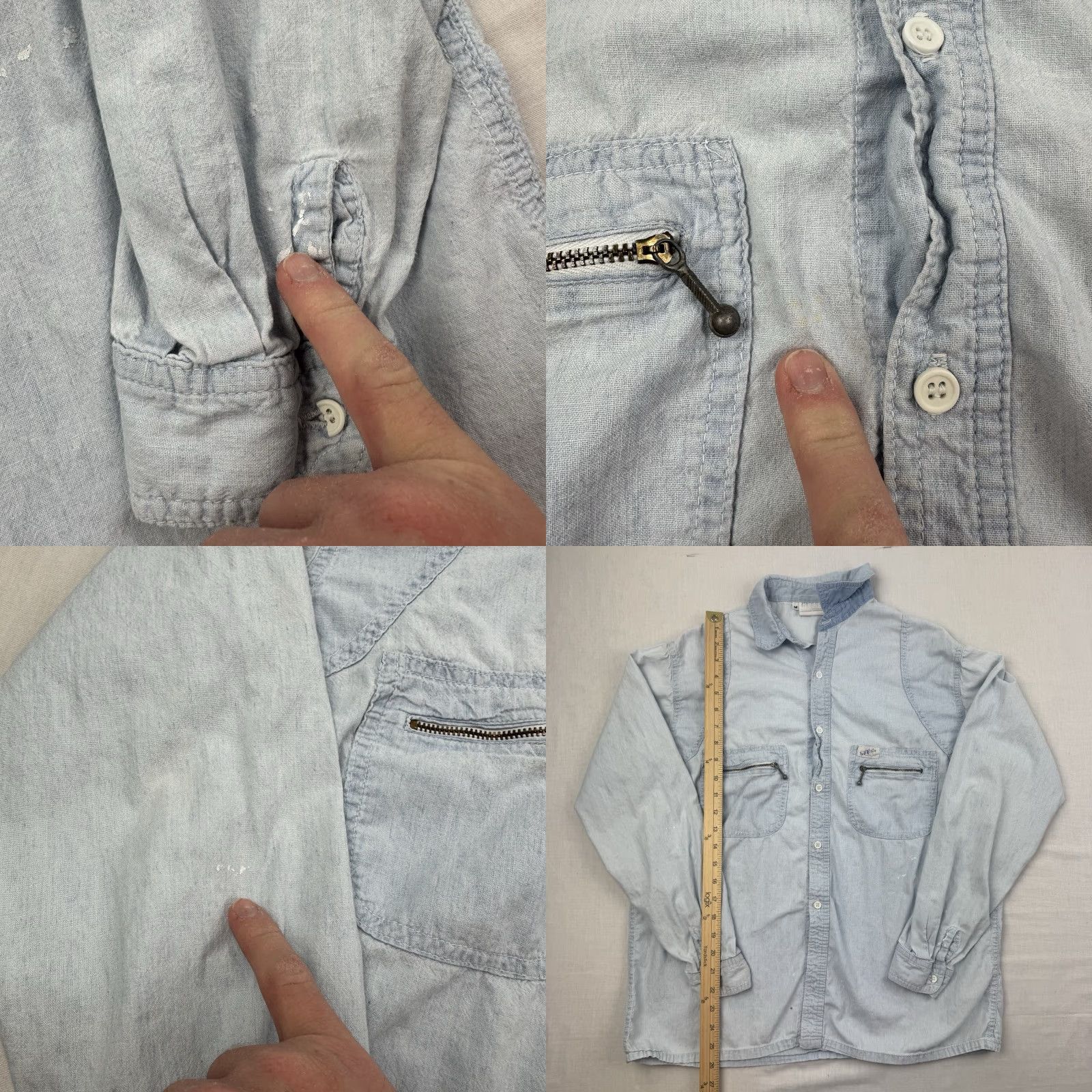 Guess VINTAGE Guess Button Up Shirt Adult Medium Blue 1980s 90s Collared Pockets Zip Casual Mens Shirt Size US M / EU 48-50 / 2 - 8 Thumbnail