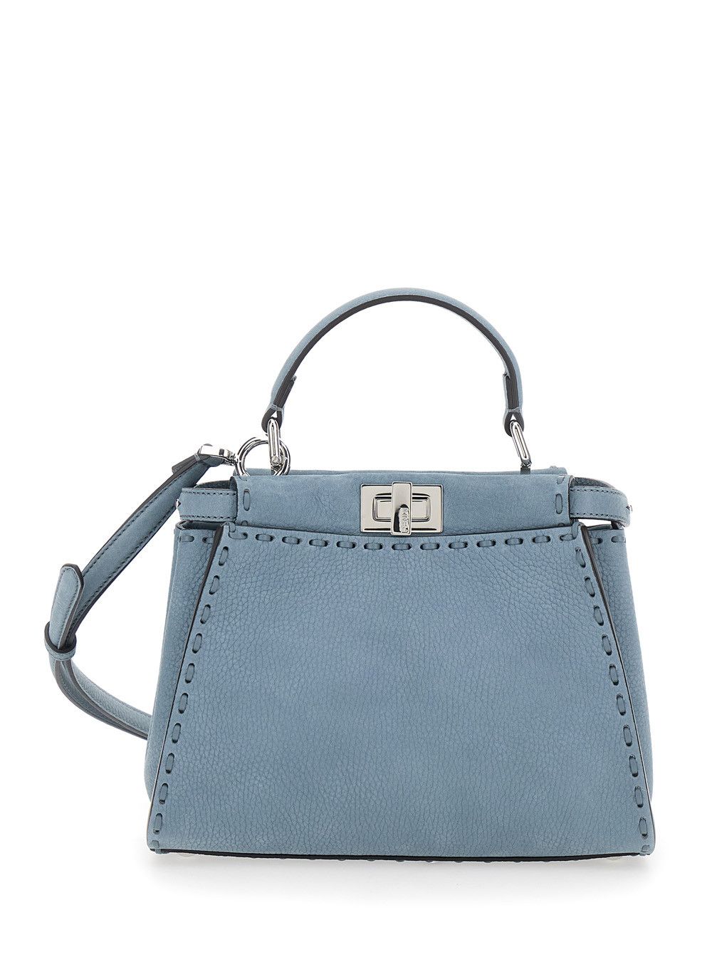 Fendi 'Peekaboo' Light Blue Handbag with Turnlock Closure on Both Sides in Grained Leather for Women Size ONE SIZE - 1 Thumbnail