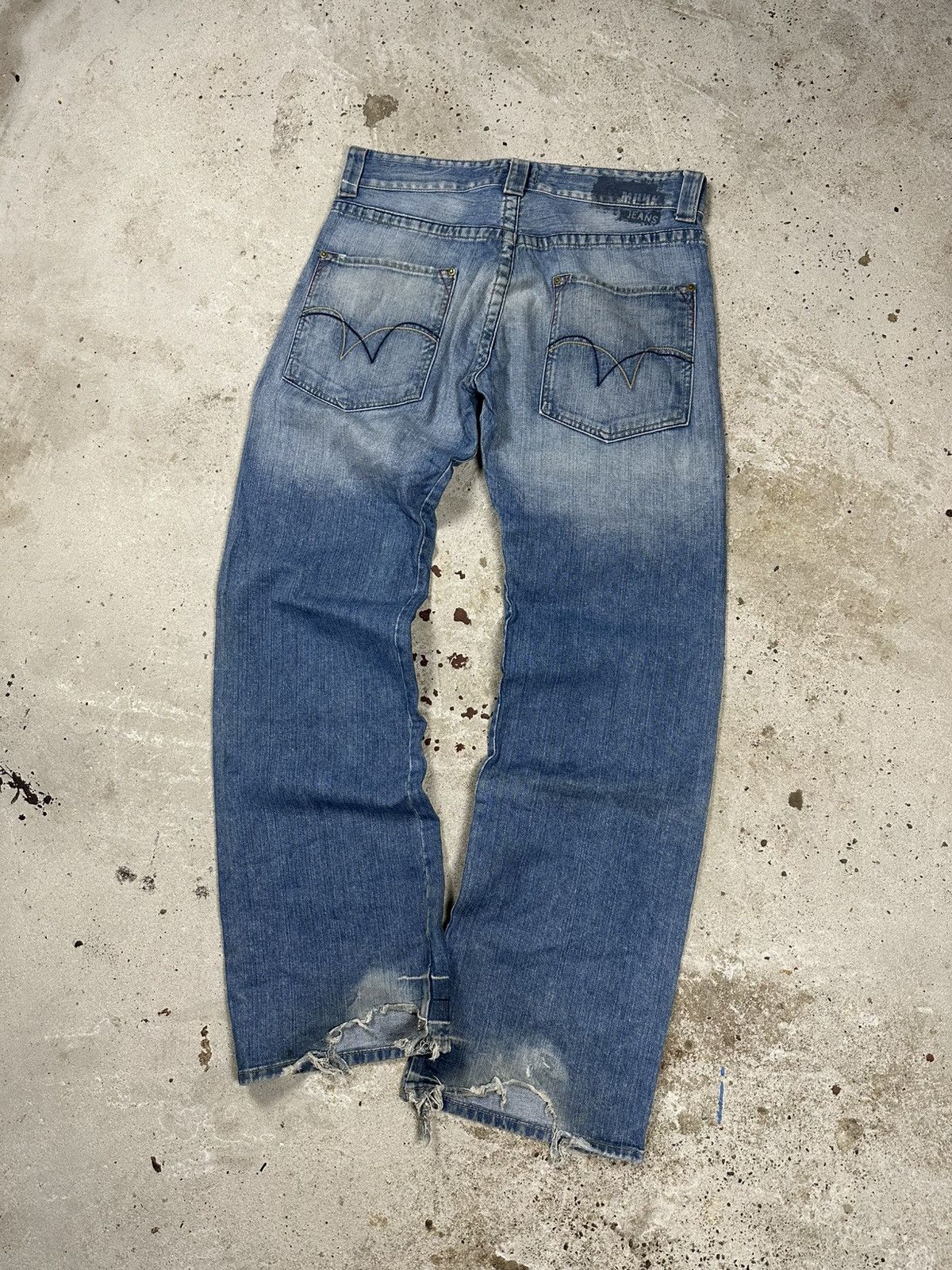 Japanese Brand × Vintage Vintage Y2K Distressed Baggy Denim Pants Jeans Washed Size US 34 / EU 50 - 1 Thumbnail
