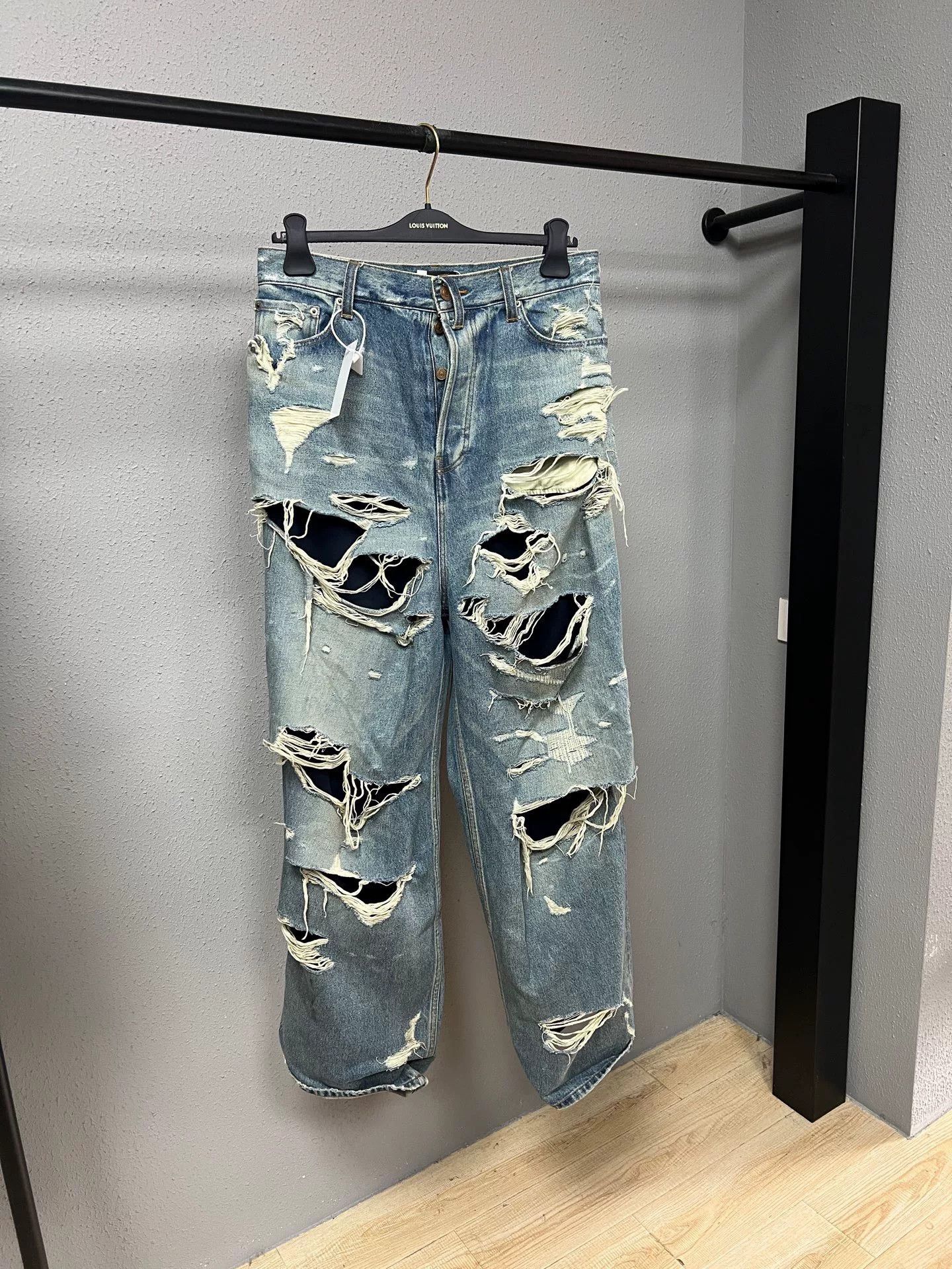 Balenciaga Distressed Layered Denim Pants