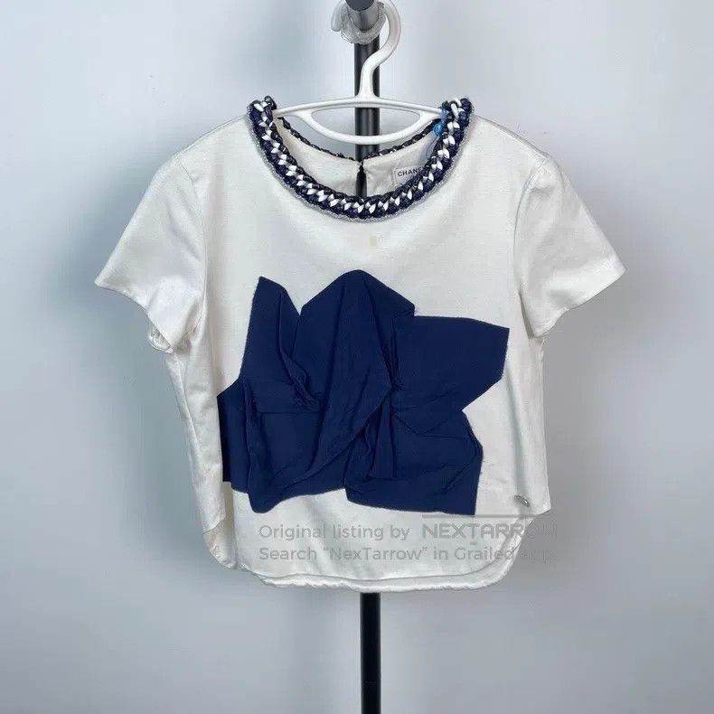 Chanel Chanel White and blue T-shirt Size XXS / US 00 / IT 34 - 1 Thumbnail