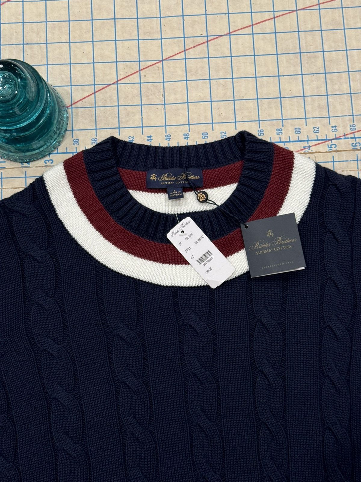 Brooks Brothers NWT Brooks Brothers Supima Cotton Cable Knit Sweater Large Size US L / EU 52-54 / 3 - 4 Thumbnail
