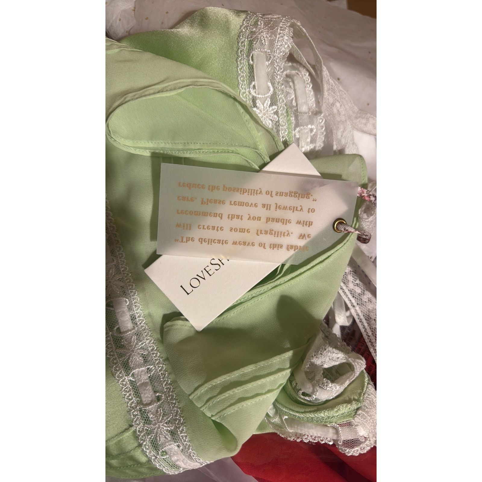 LoveShackFancy Sunny Lace Trimmed Pintucked Camisole light green XL Size L / US 10 / IT 46 - 7 Thumbnail