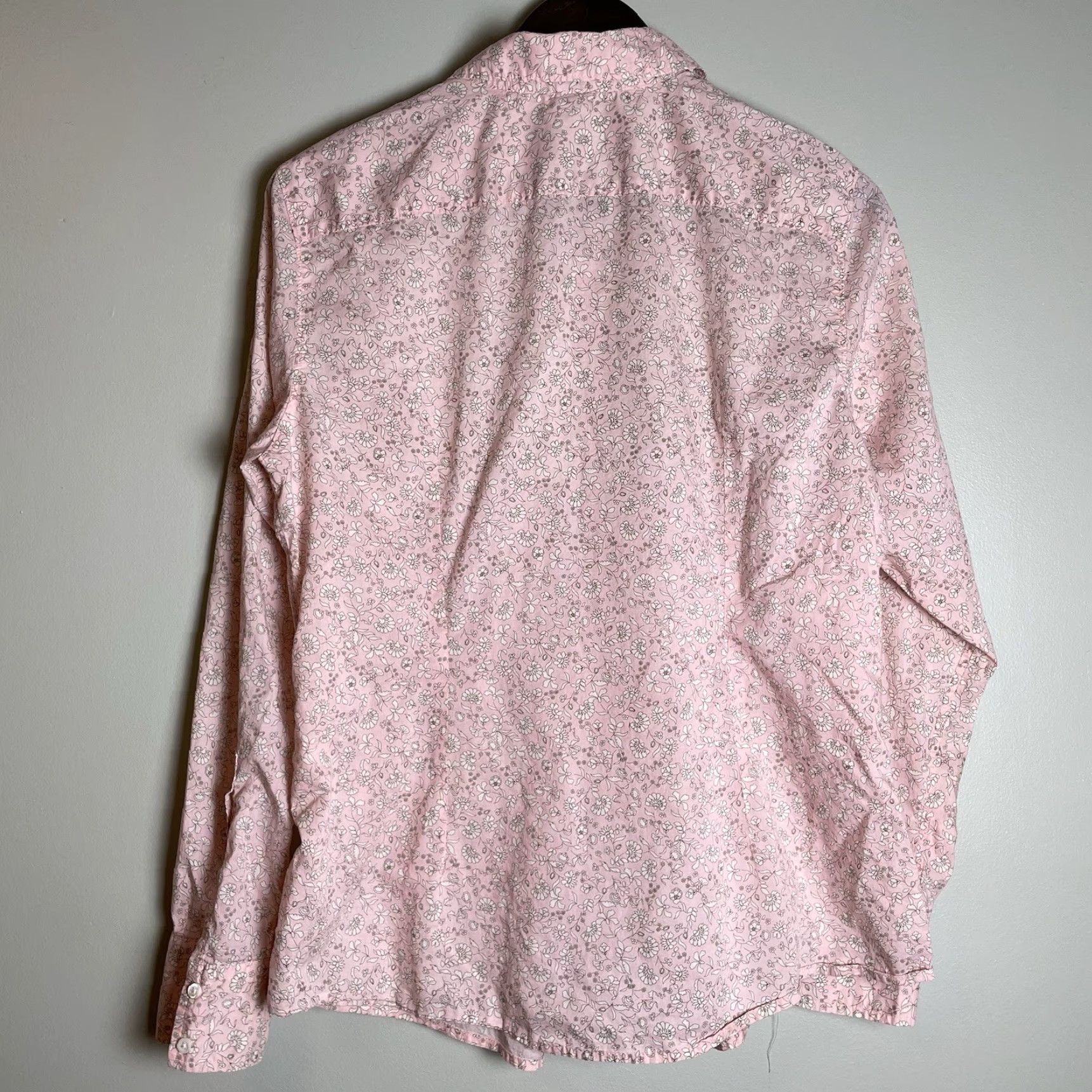 Gap Gap Button-Up Shirt Blouse Women's 14 Cotton Pink Floral Long Sleeve VTG Casual Basic Size XL / US 12-14 / IT 48-50 - 3 Thumbnail