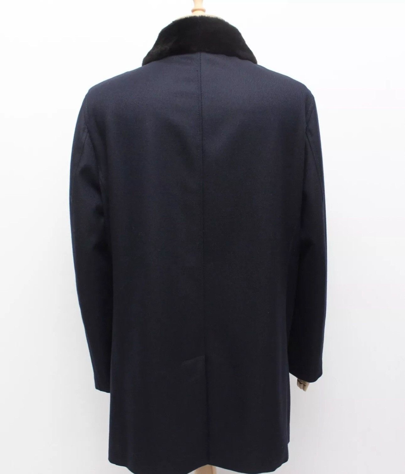 Brioni BRIONI Luxury Wool Long Navy Fur Collar Coat Overcoat fit XL Size US XL / EU 56 / 4 - 10 Thumbnail