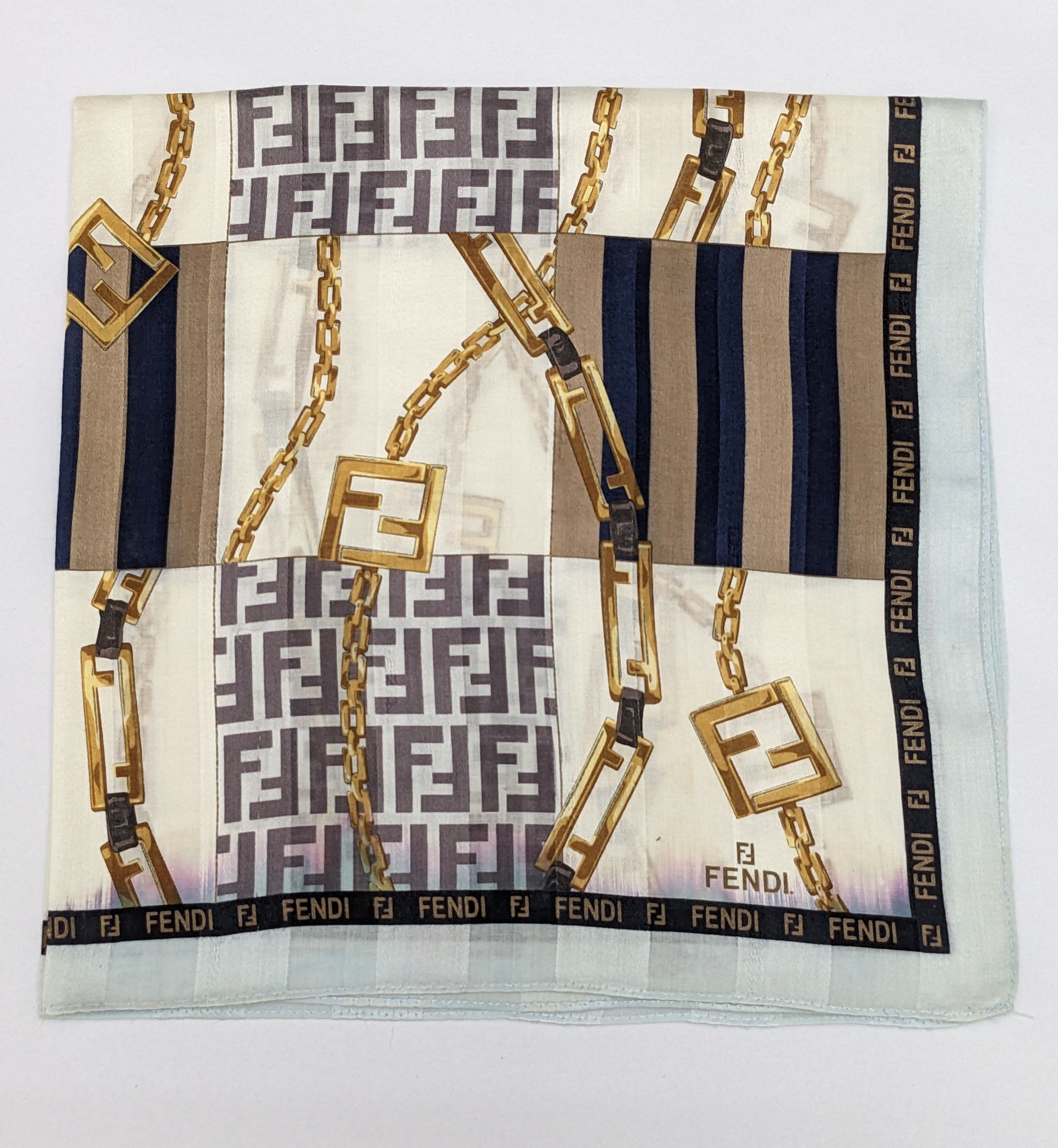 Fendi Vintage Fendi Handkerchief Silk Zucca FF Monogram Gold Chain Size ONE SIZE - 1 Thumbnail