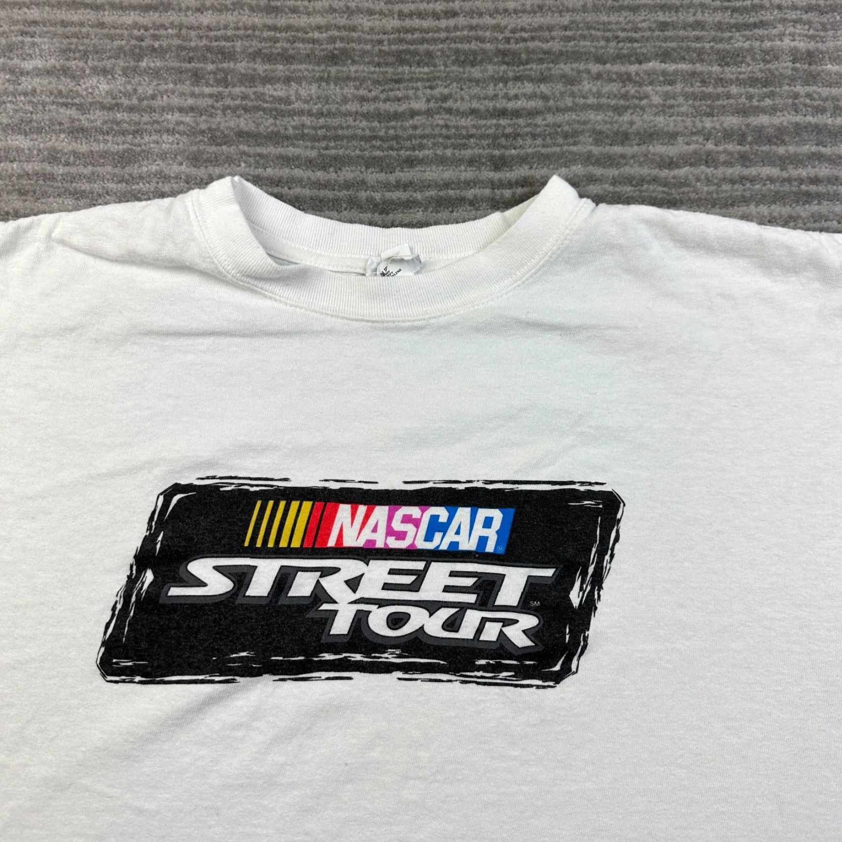 Anvil VINTAGE Nascar Street Tour Shirt Mens Large White Cotton Casual Racing Logo Adult Size US L / EU 52-54 / 3 - 3 Thumbnail