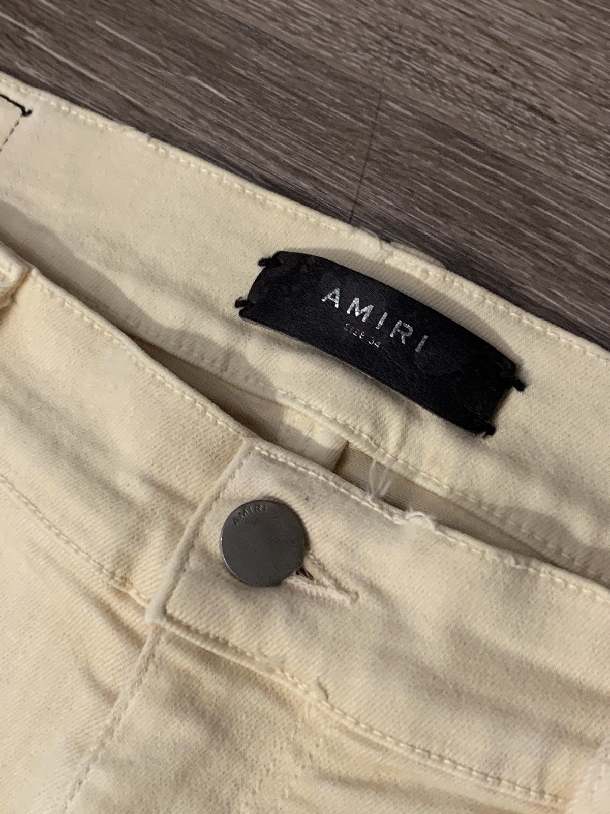 Amiri Cream Amiri MX1 Ripped Patch Style Cream Denim W34 Size US 34 / EU 50 - 3 Thumbnail