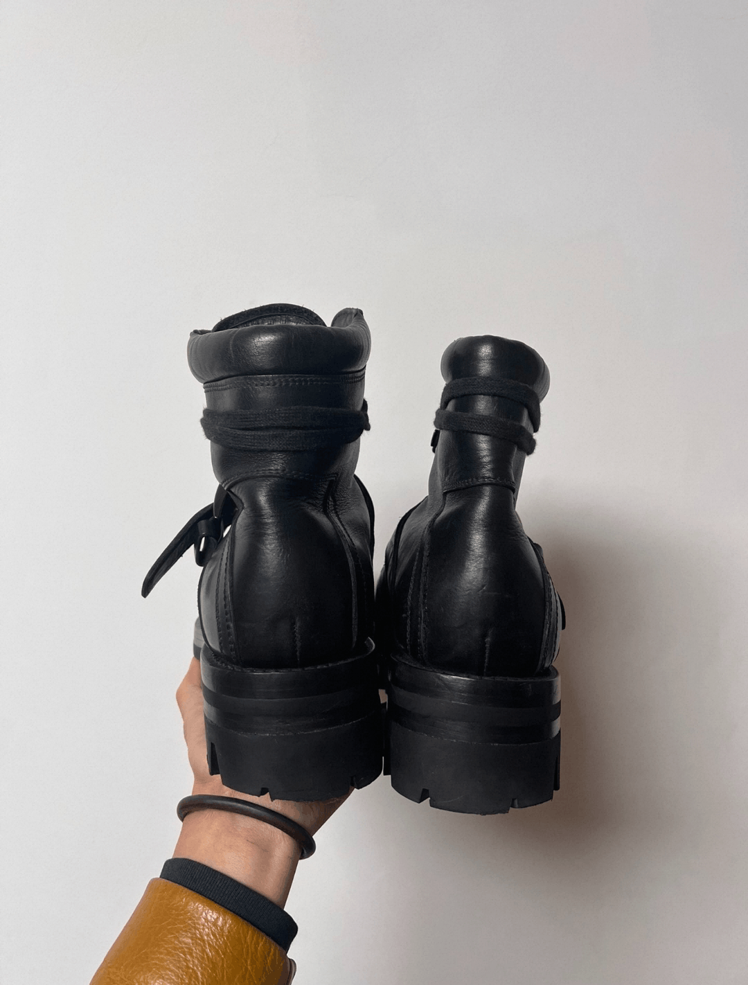 Prada Archive Prada Leather Hiking Boots Buckle Lug Sole Black 00s Size US 8.5 / EU 41-42 - 7 Thumbnail