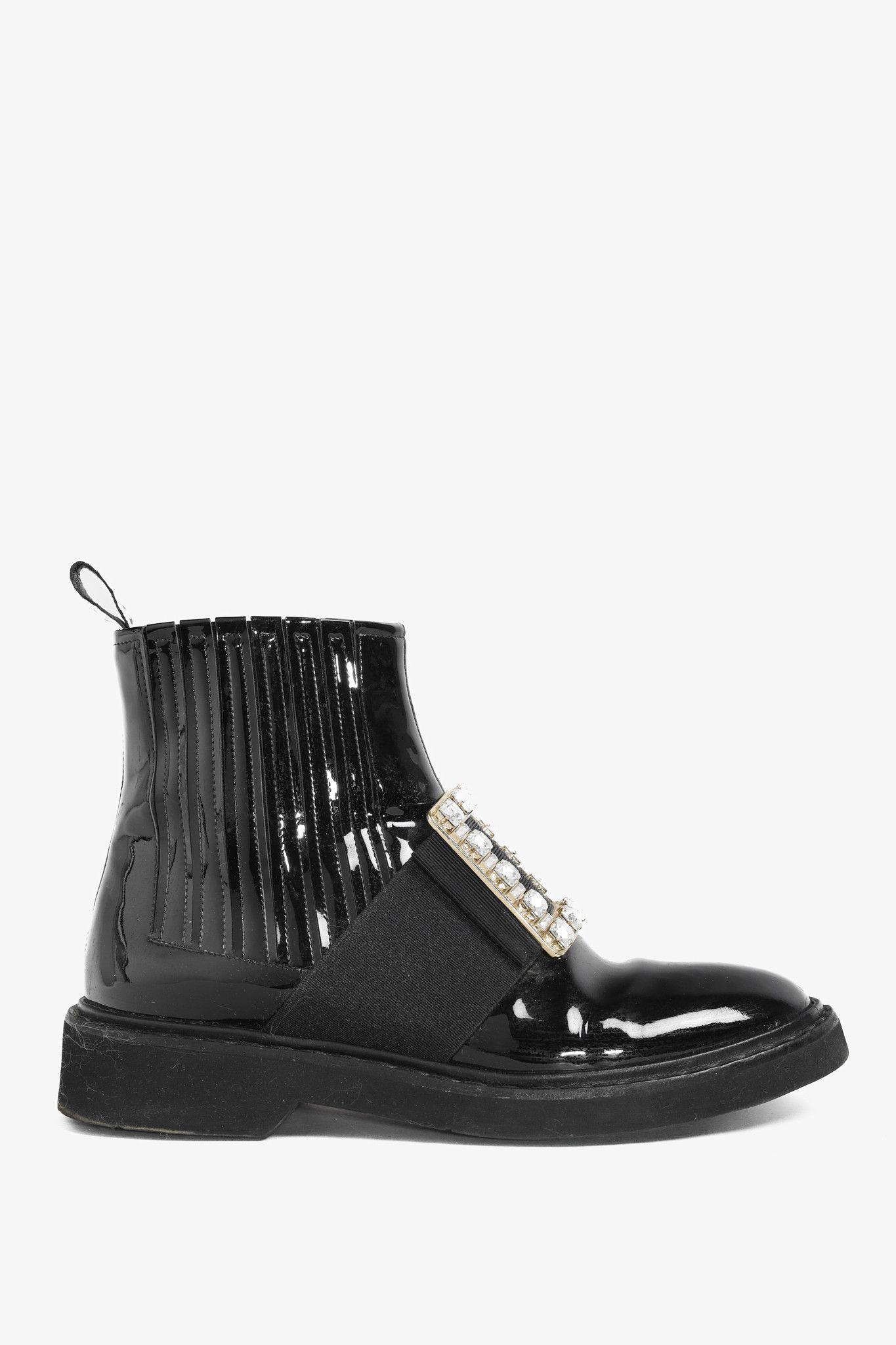 Roger Vivier Viv' Rangers Embellished Patent Leather Boots