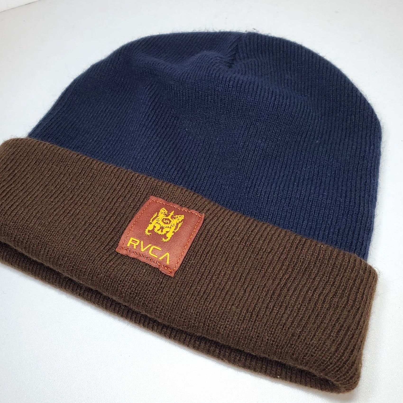 RVCA RVCA Beanie Hat Cap Adult Unisex Navy Brown Outdoor Gorpcore Builder Size ONE SIZE - 2 Thumbnail