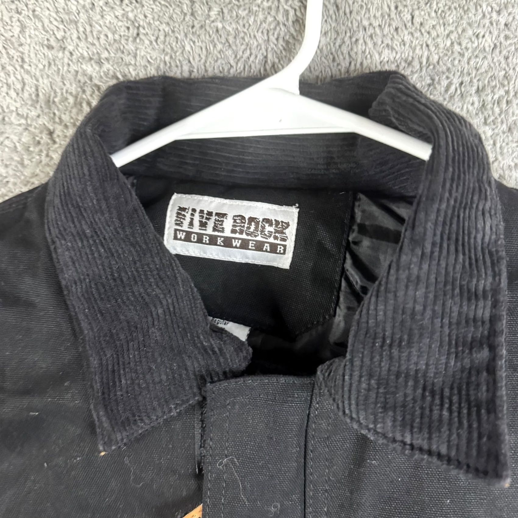 Logo 7 Five Rock Jacket Mens L Black Canvas Insulated Full Zip Pockets Logo Back Embroidered Workwear Quilted Outdoor Winter Size US L / EU 52-54 / 3 - 7 Thumbnail