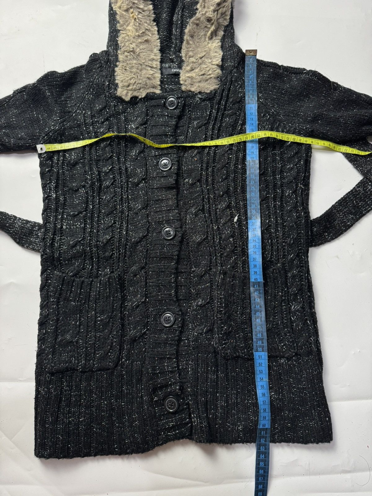 If Six Was Nine × Japanese Brand × Le Grande Bleu (L.G.B.) Japanese Fur Hoodie Cable Knit George Ifsix Lgb Style Size US S / EU 44-46 / 1 - 8 Thumbnail