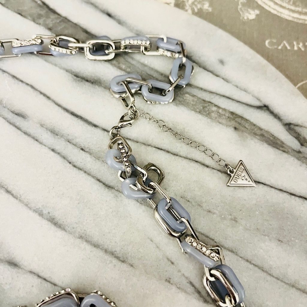 Guess Guess Dog Tax Necklace Silver Blue Chain Y2K Style Size ONE SIZE - 3 Thumbnail
