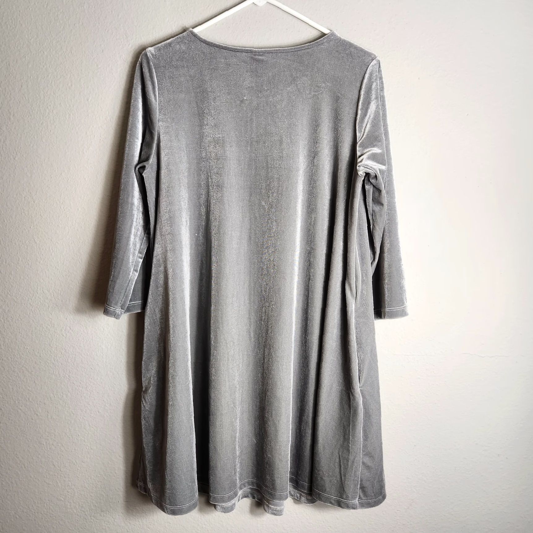 Vintage Agnes & Dora Womens Gray Velvet 3/4 Sleeve Swing Tunic Dress L Casual Velvet Pockets A-Line 2 Side Pockets Holiday 12-14 Mens? Size L / US 10 / IT 46 - 6 Thumbnail