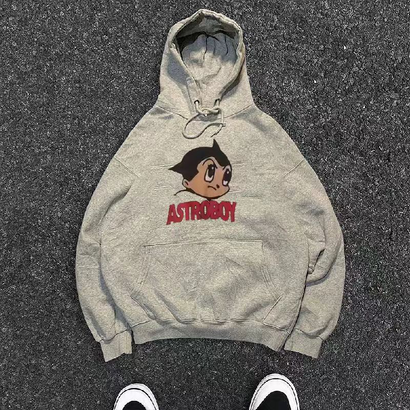 Vintage Grey retro cartoon Astro Boy print hoodie Size US M / EU 48-50 / 2 - 1 Thumbnail