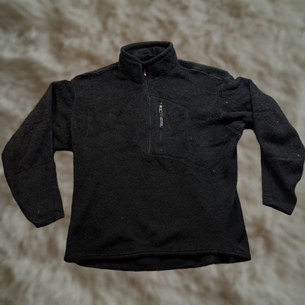 Vintage Patagonia Regulator 1/2 Zip Up Black Fleece Jacket Mens Large USA 90s Bomber Style 1/4 Zip