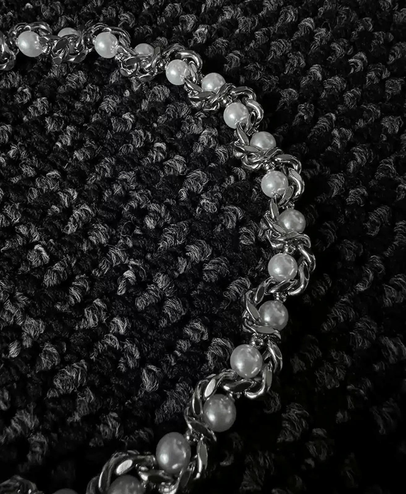 Japanese Brand Silver Chain Pearl Necklace, Chunky Statement Jewelry Size ONE SIZE - 2 Thumbnail