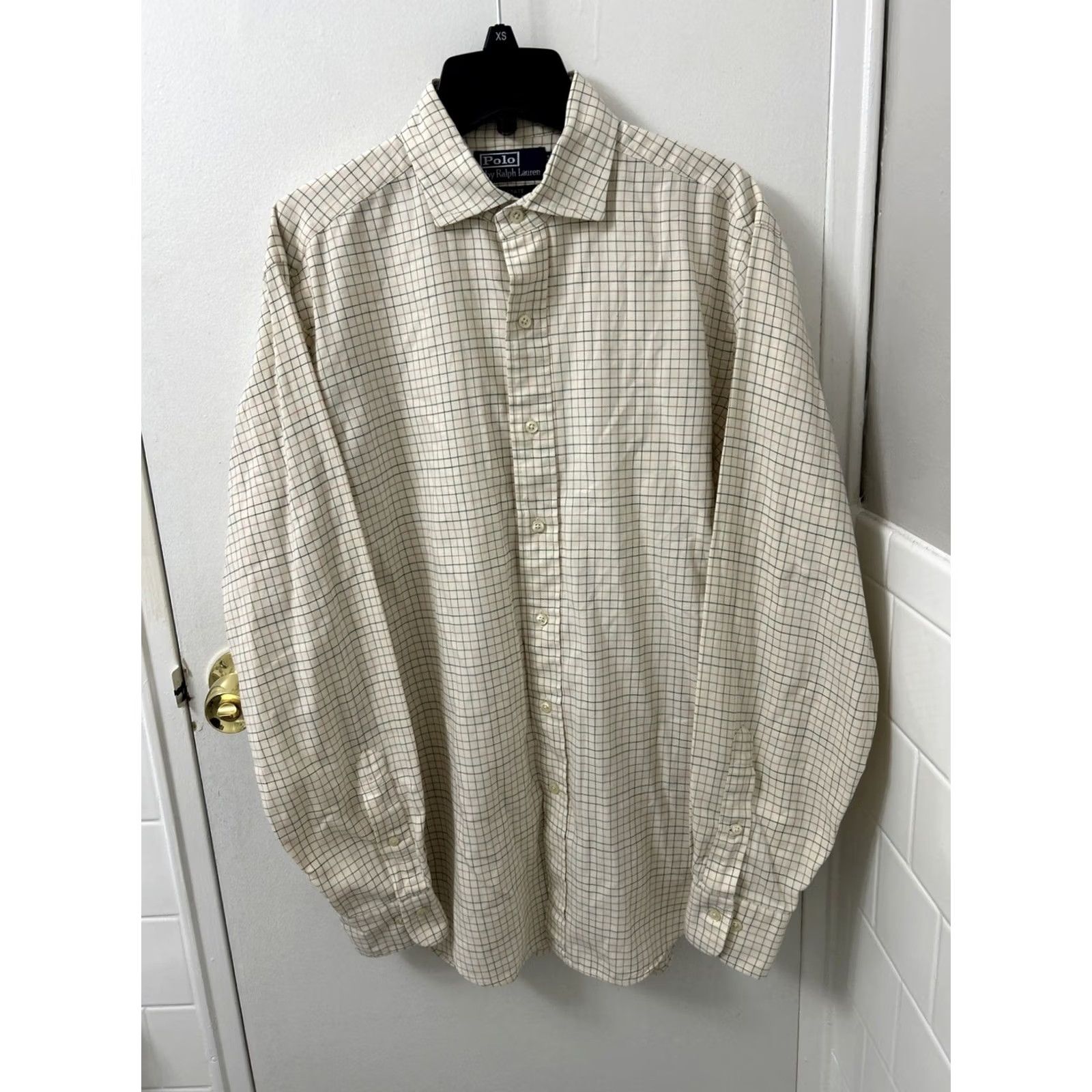 Polo Ralph Lauren VINTAGE Polo Ralph Lauren Estate Shirt Mens M Beige Plaid Button-Up L/S Classic Fit Embroidered Size US M / EU 48-50 / 2 - 2 Thumbnail