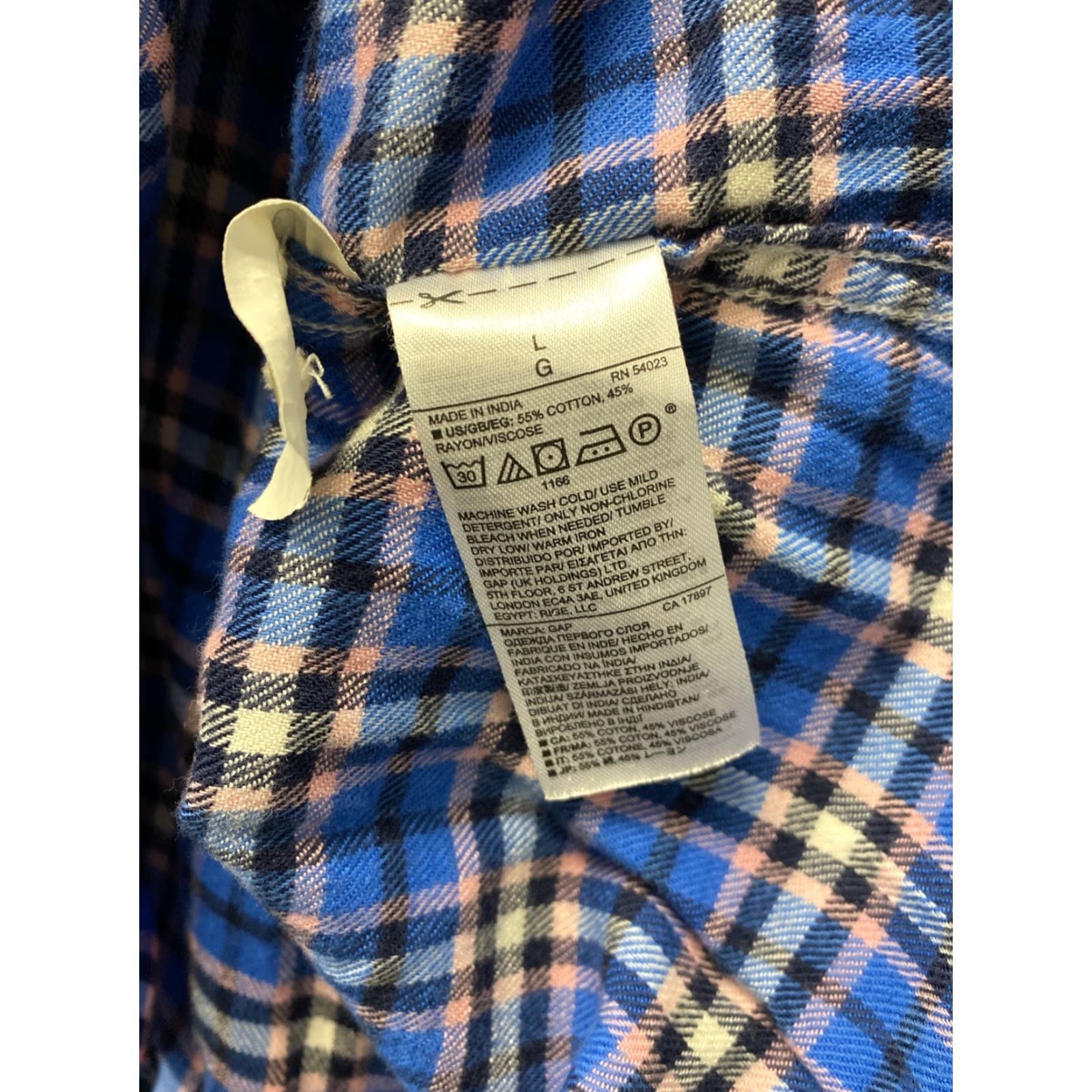 Gap GAP Shirt Women L Multicolor Plaid Cotton-Blend Long Sleeve Top Size L / US 10 / IT 46 - 8 Thumbnail